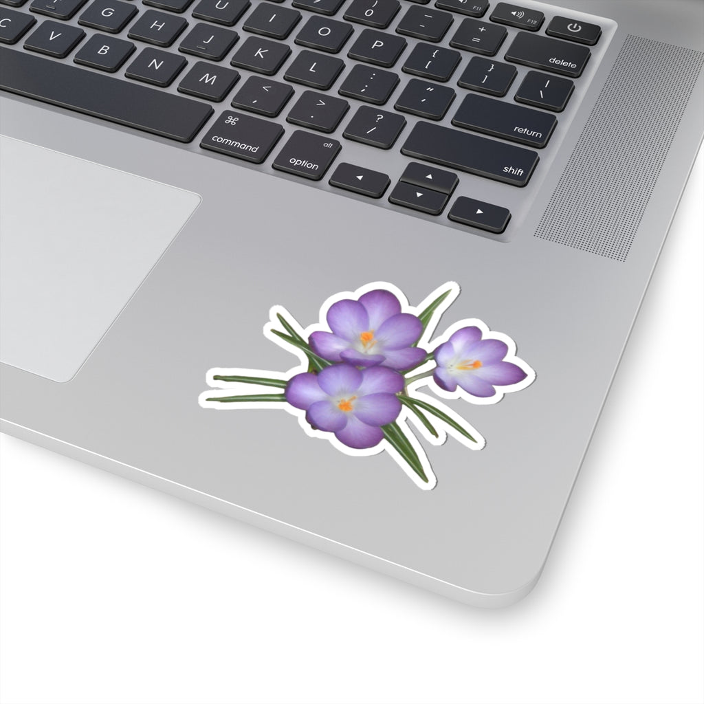 Purple Crocus Floral Sticker — Waterproof Kiss-Cut Decorative Sticker for Laptops, Water Bottles & Journals