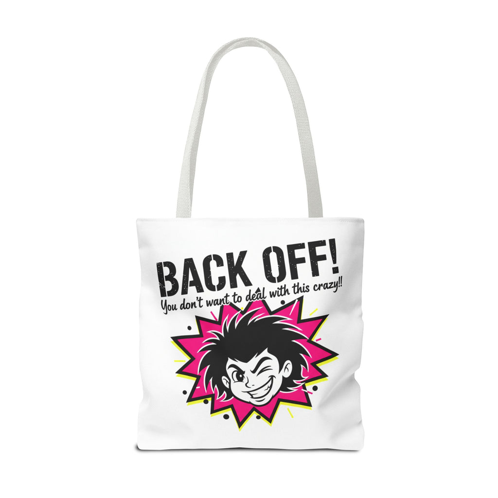 Back Off! Graphic Tote Bag — Funny Retro Punk Design