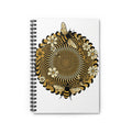 Bee Floral Spiral Notebook — Gold Optical Mandala Ruled Journal