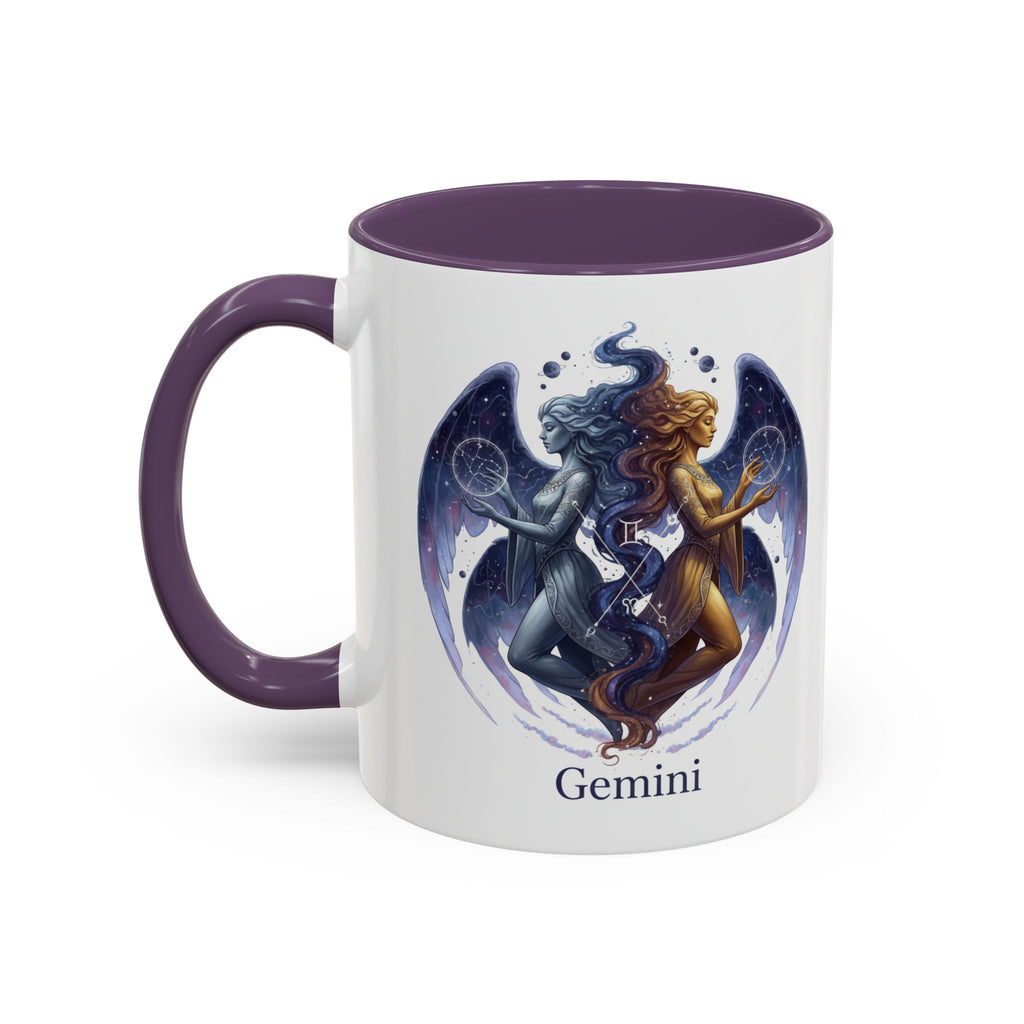 Gemini Zodiac Coffee Mug — Twin Stars Astrology Accent Mug (11/15oz)