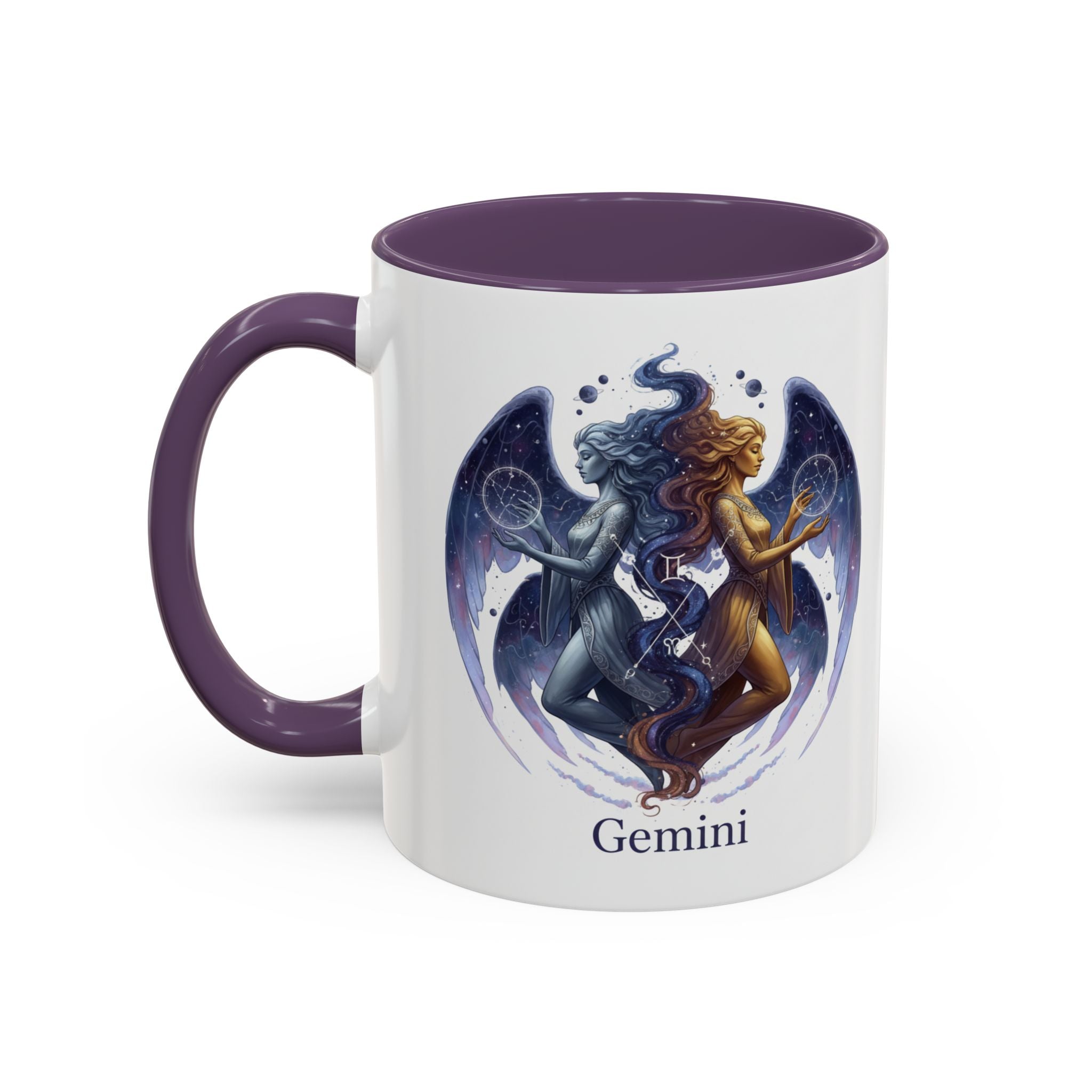 Gemini Zodiac Coffee Mug — Twin Stars Astrology Accent Mug (11/15oz)