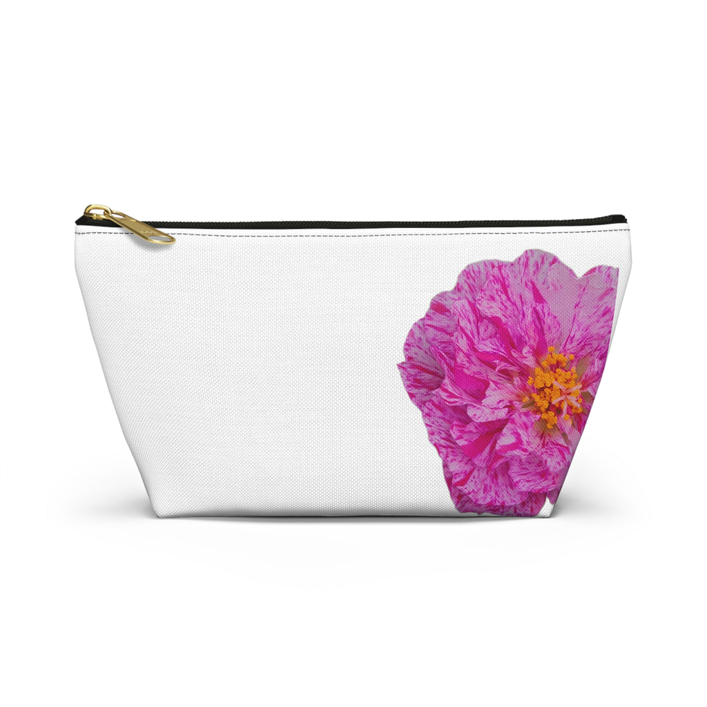 Pink Peony Accessory Pouch — Floral T‑Bottom Makeup Bag