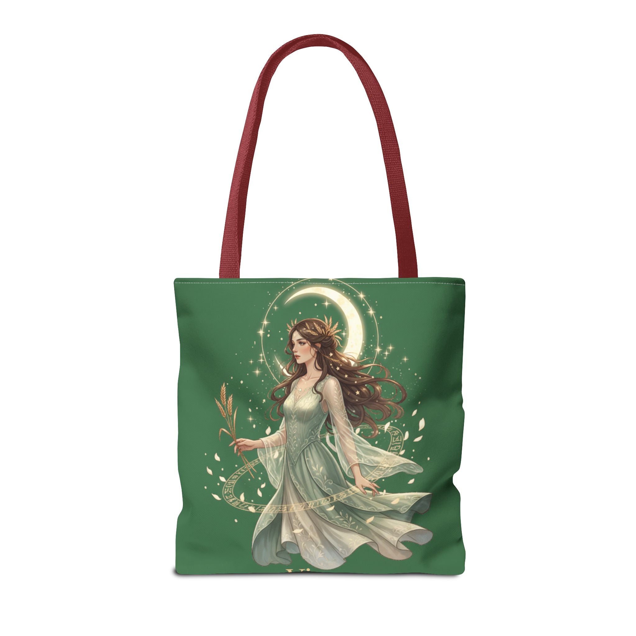 Mystic Moon Goddess Tote Bag — Ethereal Green All-Over Print Tote