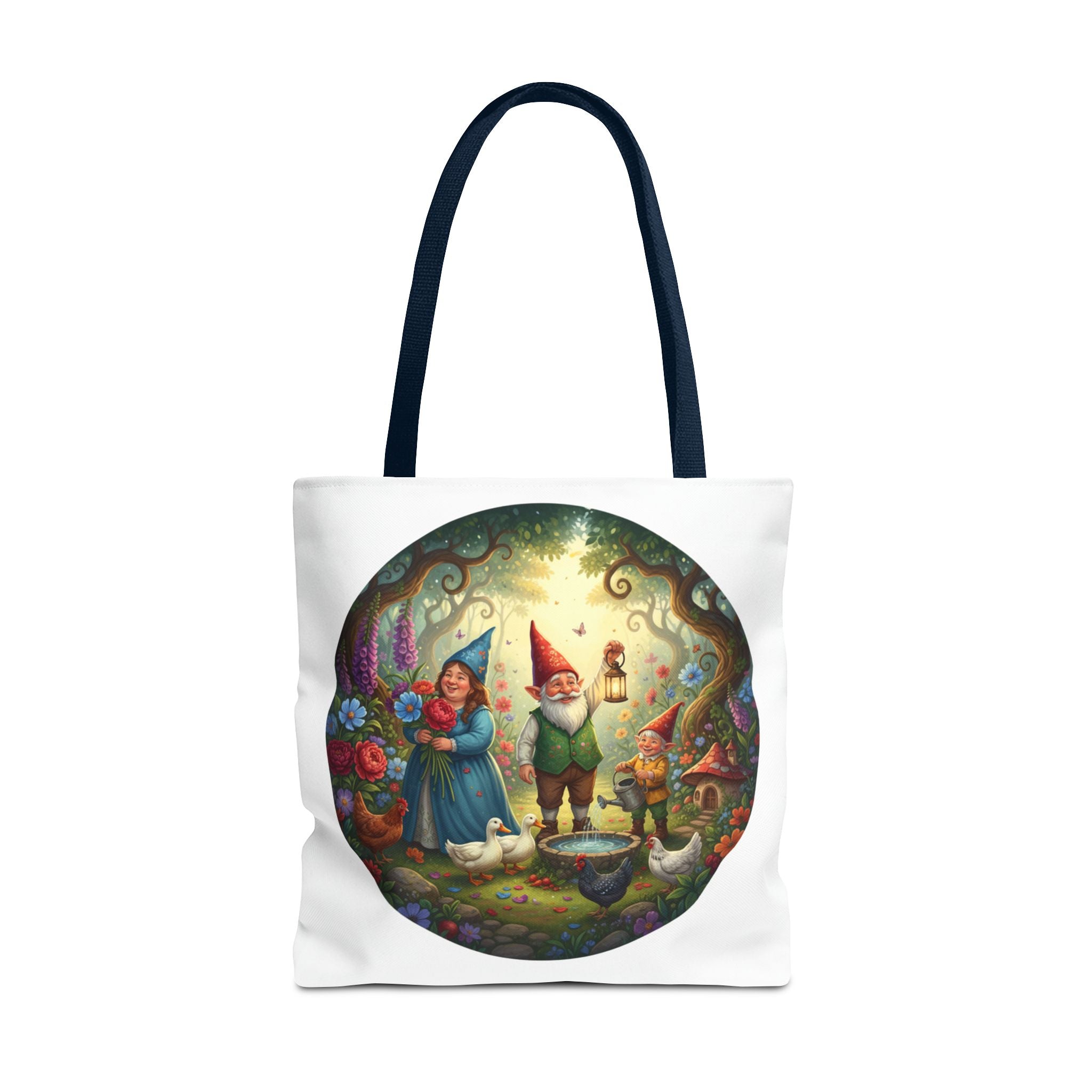 Gnome Garden Tote Bag — Whimsical Fairy Tale Circle Art