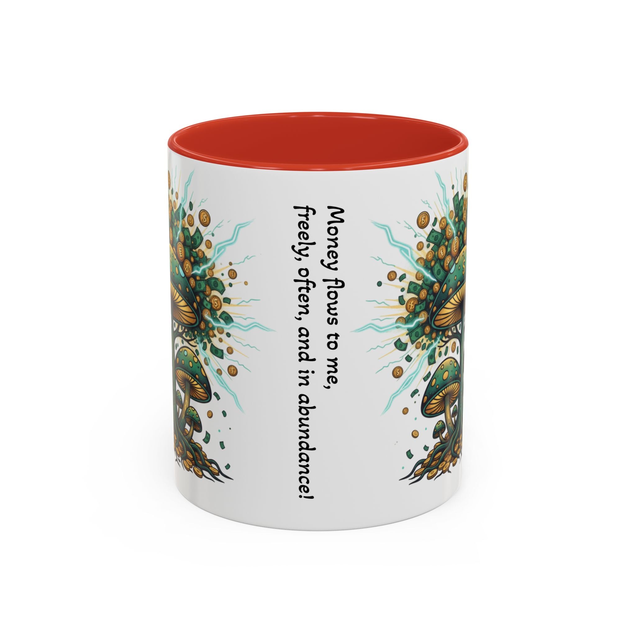 Accent Coffee Mug — 'Money Flows to Me Freely' Mushroom Abundance Design (11/15oz)