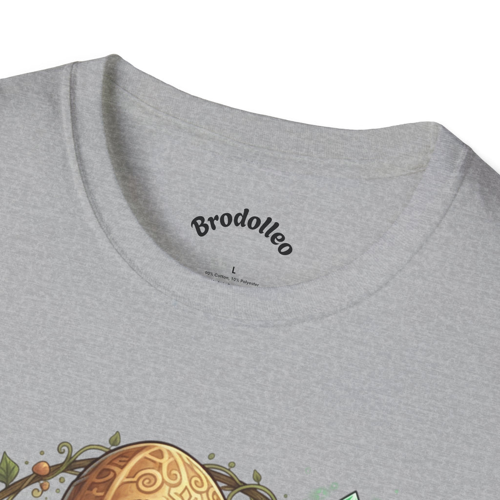 Fantasy Forest Wizard T-Shirt — Cute Turtle Mage with Emerald Staff