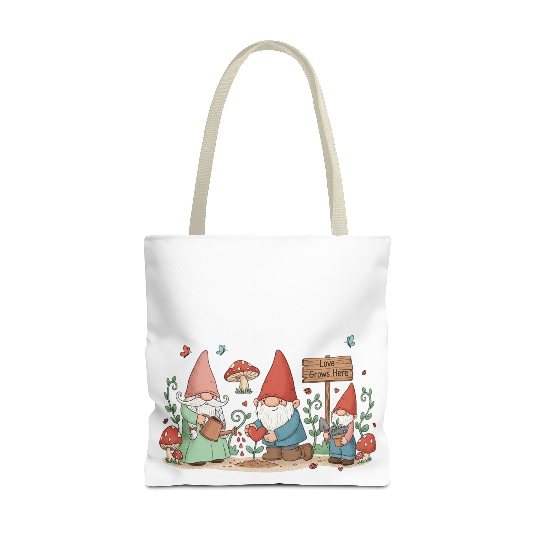 Gnome Garden Tote Bag – Cute Mushroom Gnomes All-Over Print