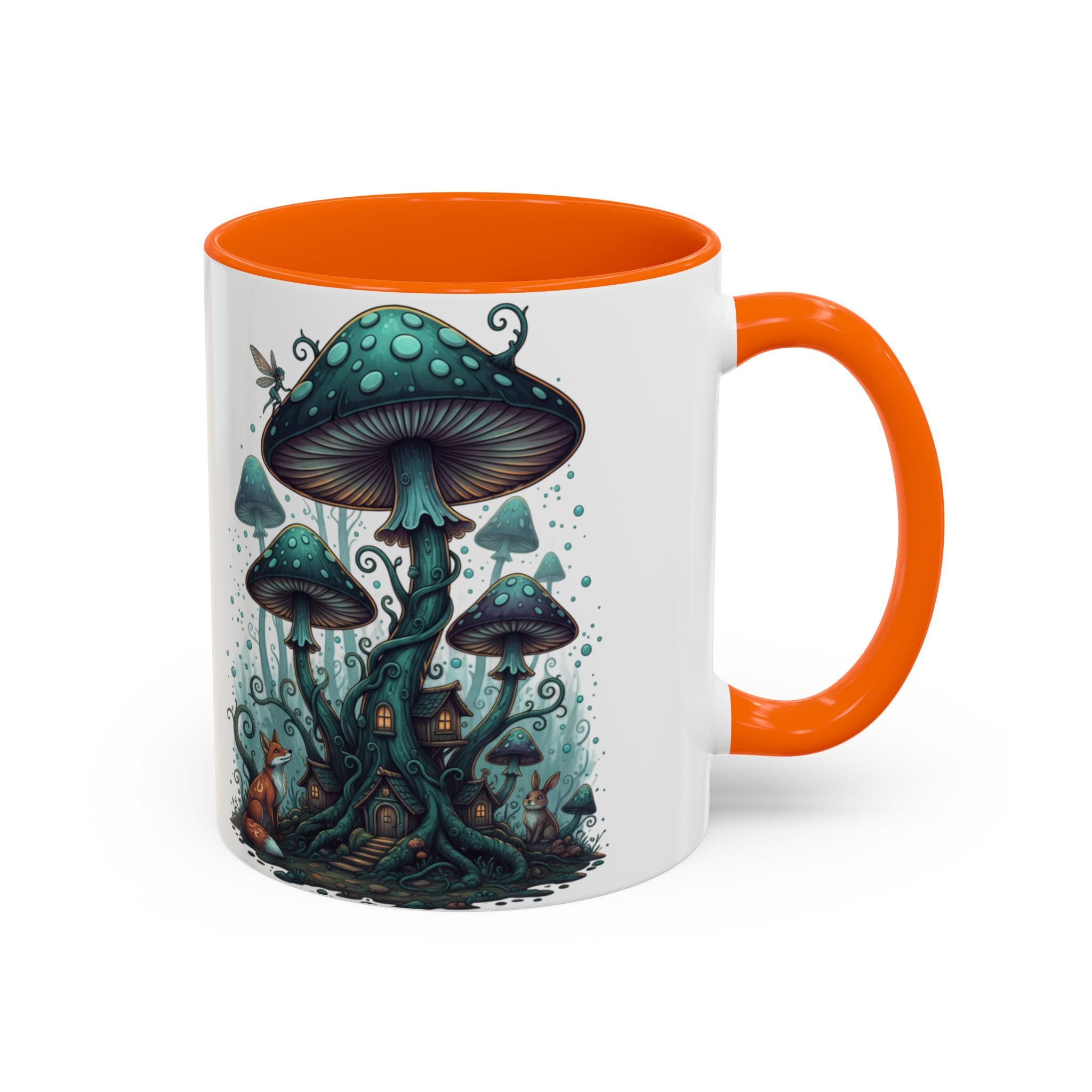 Enchanted Mushroom Cottage Coffee Mug — Fantasy Forest Accent Mug
