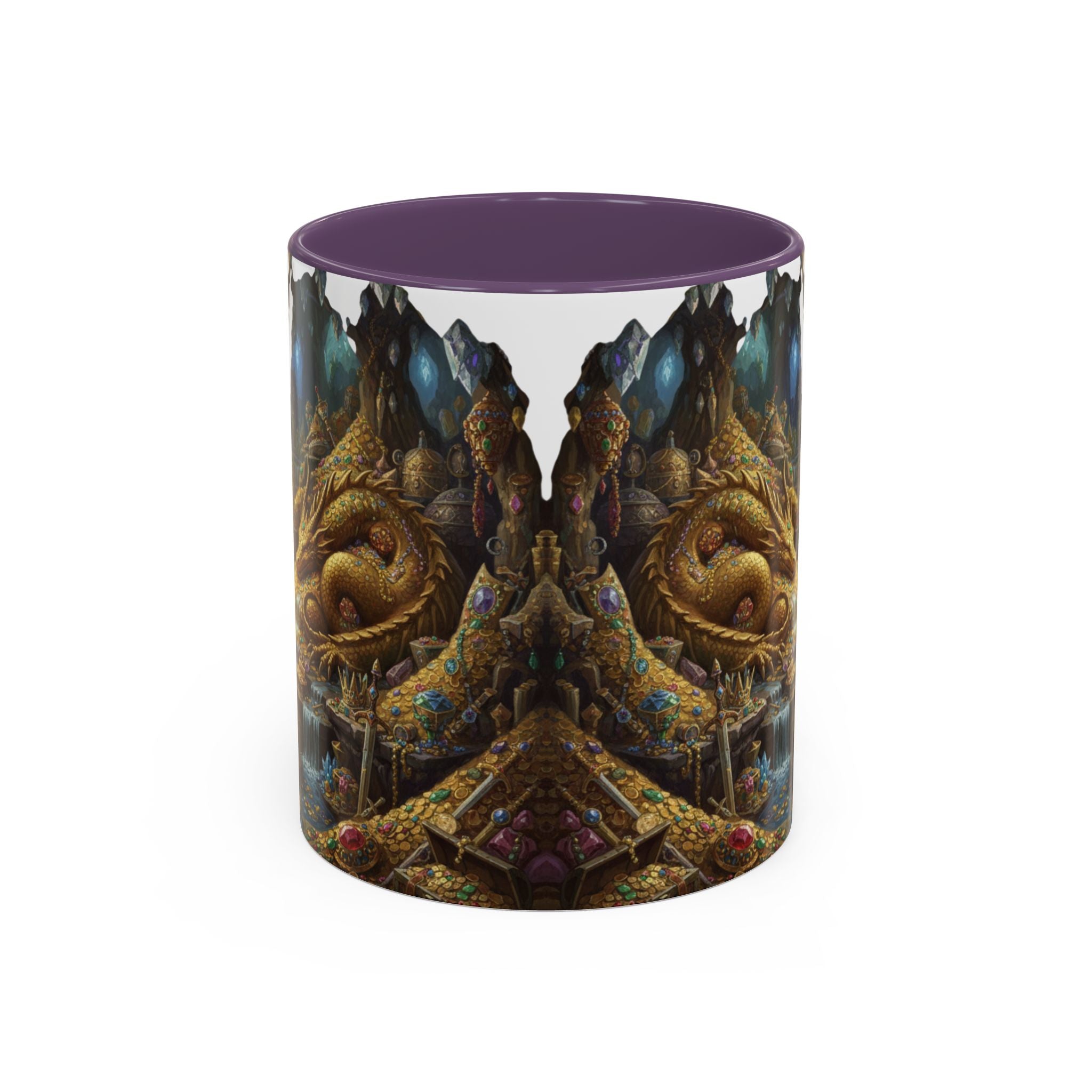 Dragon Hoard Accent Coffee Mug — Fantasy Treasure Landscape (11/15 oz)