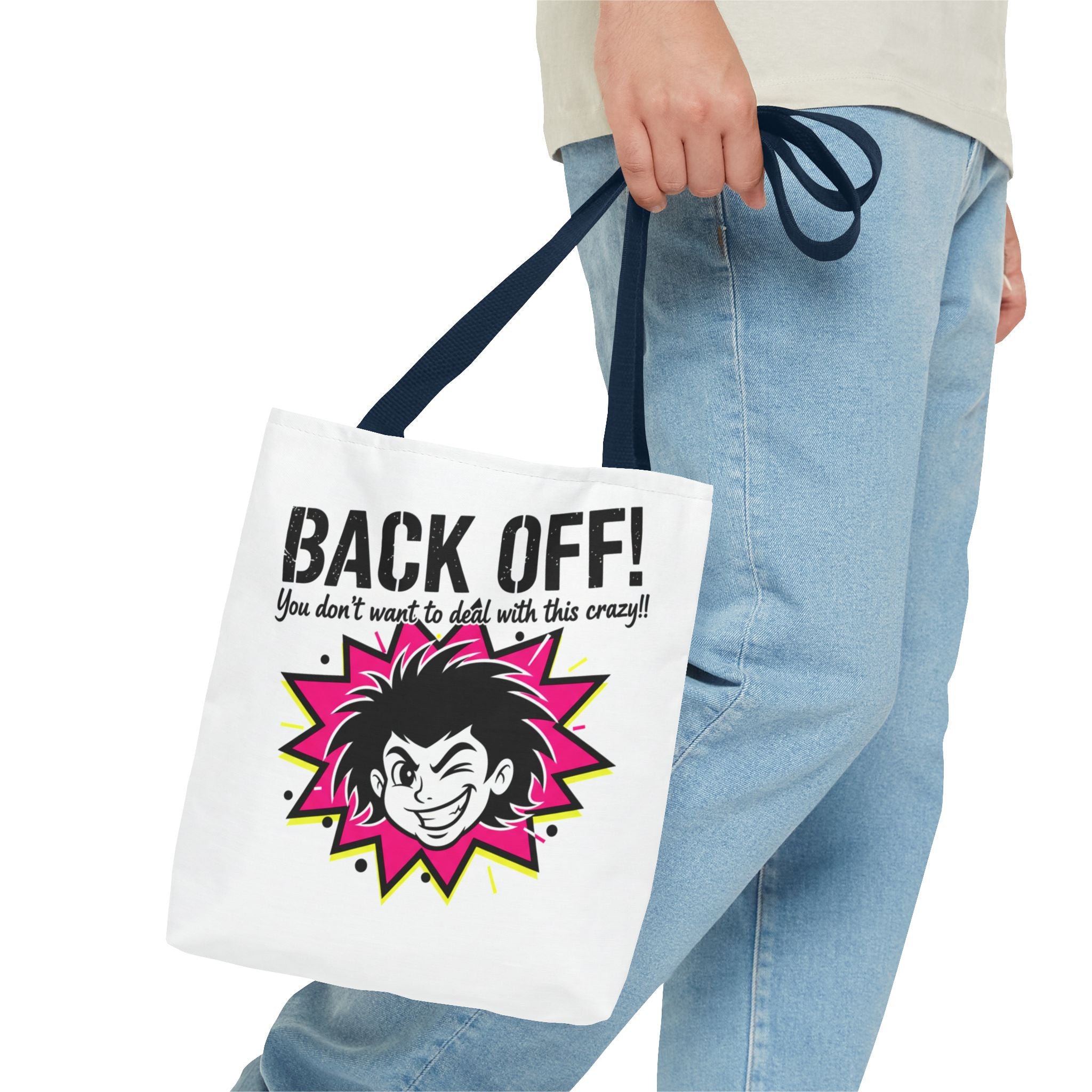 Back Off! Graphic Tote Bag — Funny Retro Punk Design
