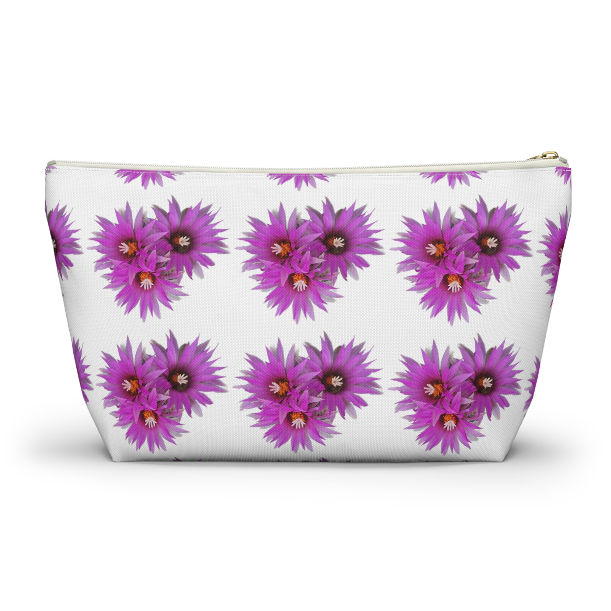 Purple Daisy Accessory Pouch — Floral Makeup & Travel T-Bottom Bag