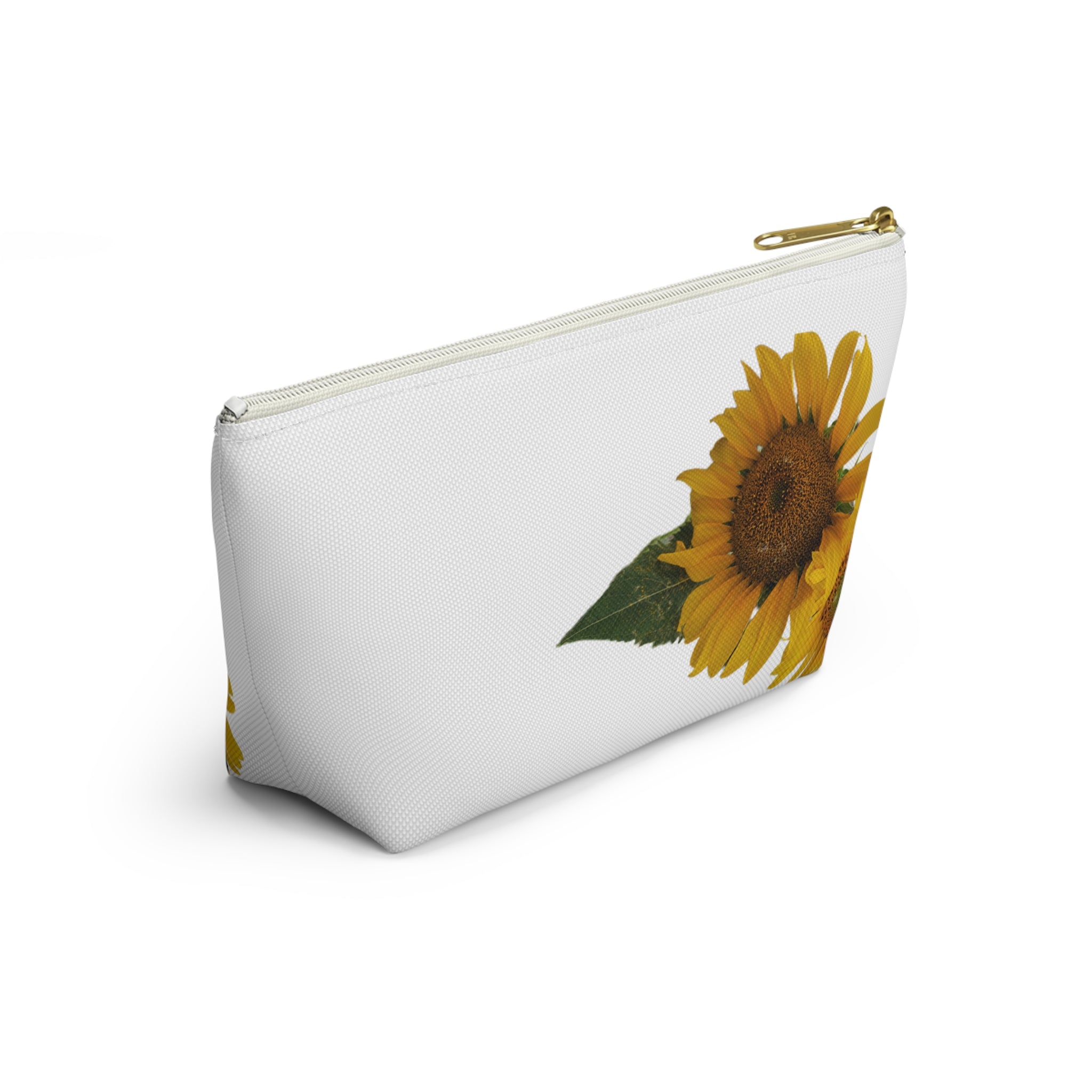 Sunflower Accessory Pouch — Floral Makeup & Travel T-Bottom Bag