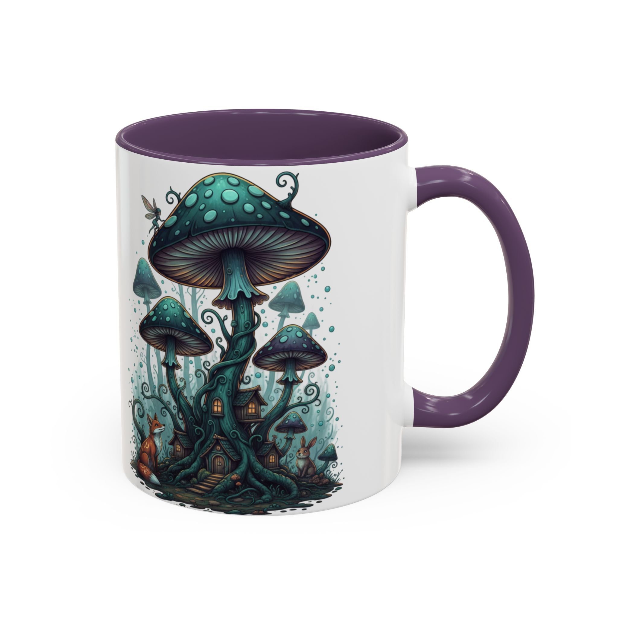 Enchanted Mushroom Cottage Coffee Mug — Fantasy Forest Accent Mug
