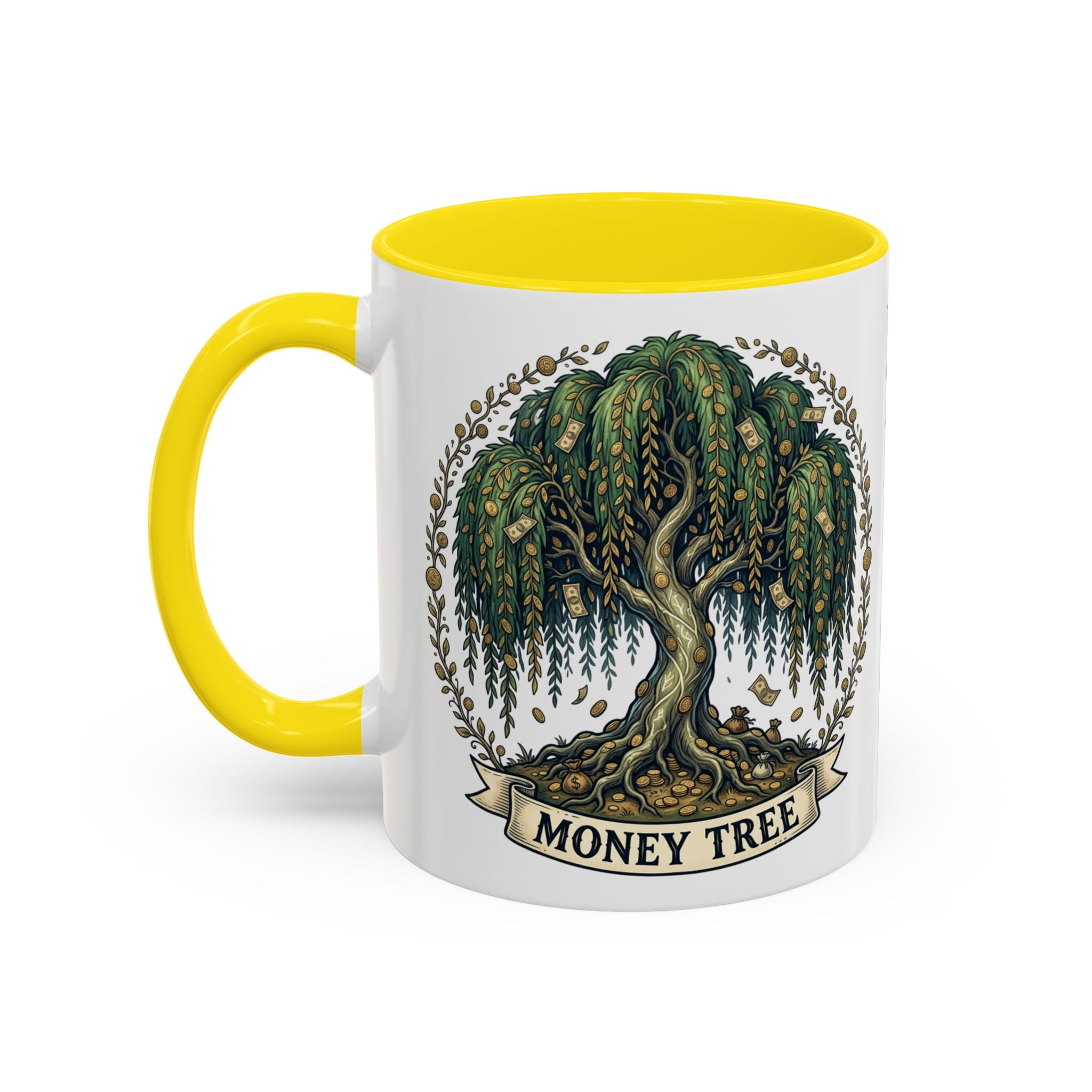 Money Tree Accent Coffee Mug — Inspirational 11/15oz Ceramic Mug with "Money Tree" Design