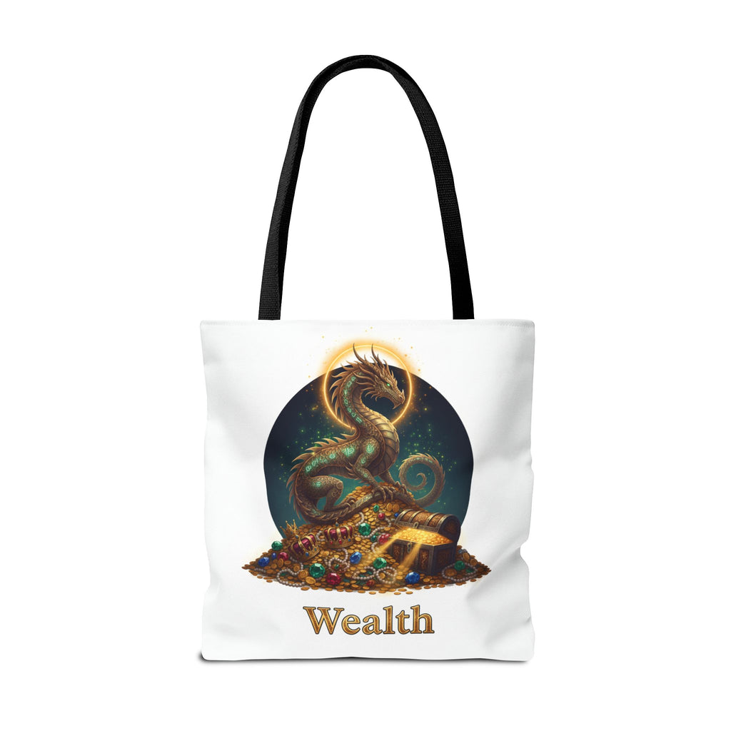 Wealth Dragon Tote Bag — Fantasy Dragon Treasure Illustration Tote