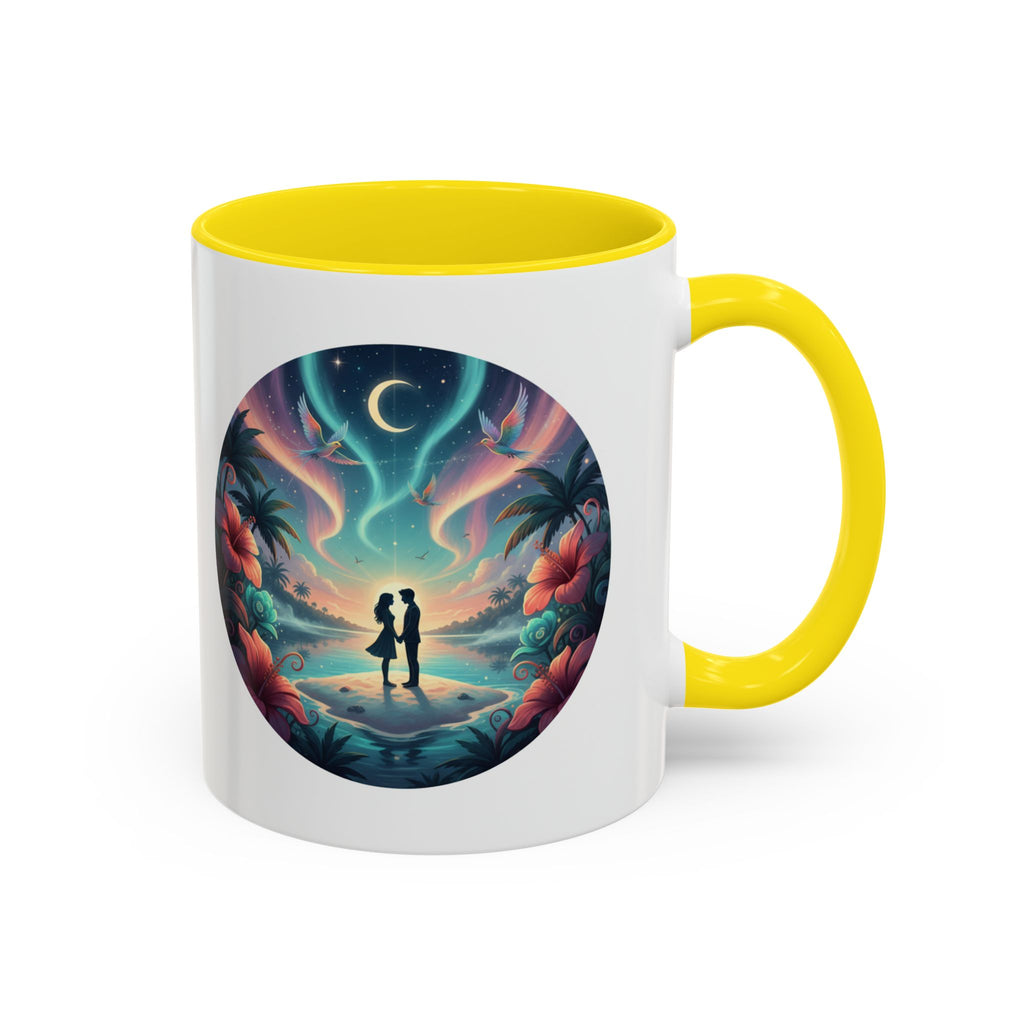 Tropical Sunset Coffee Mug — Romantic Beach Couple Accent Mug (11/15 oz)