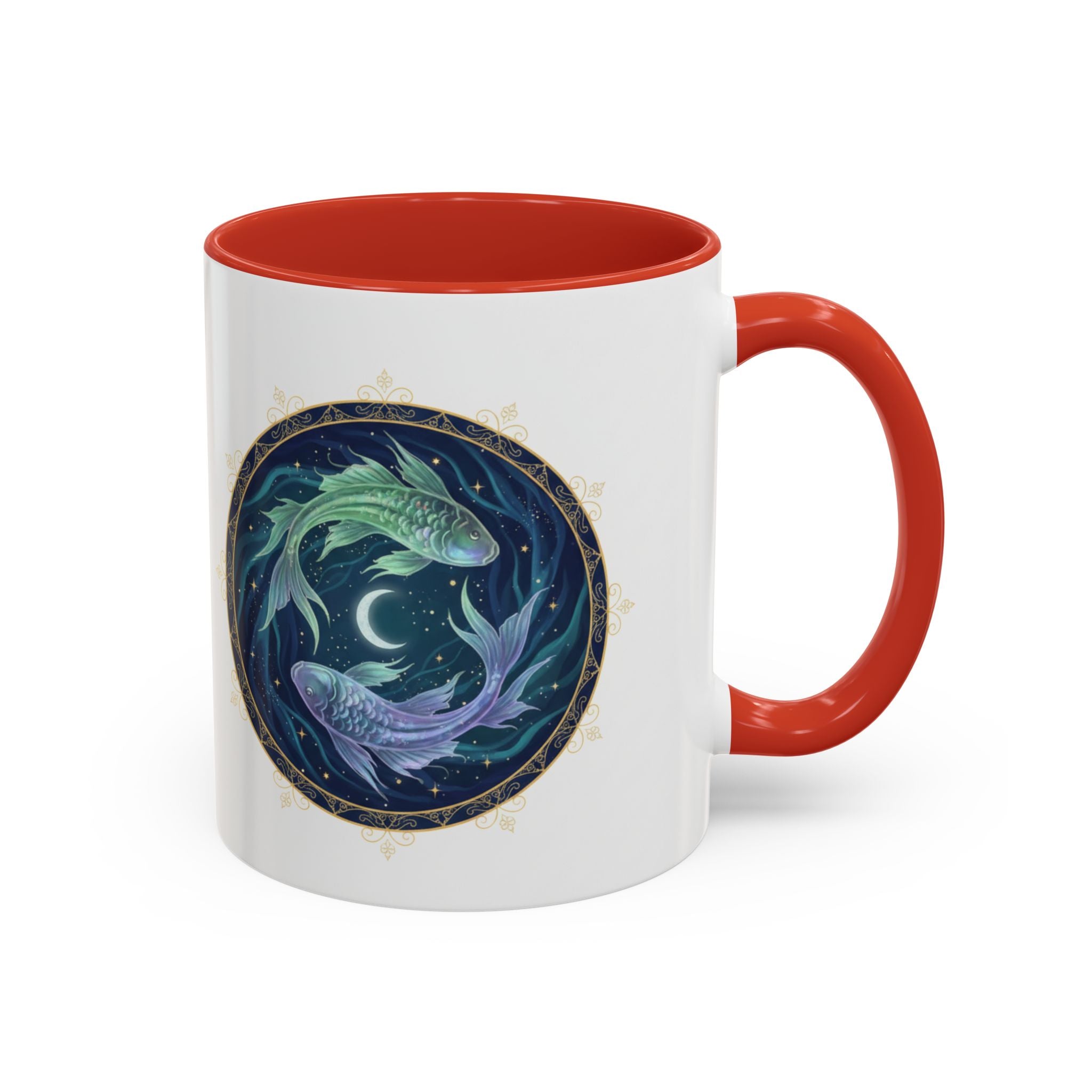 Koi Yin Yang Coffee Mug — Celestial Fish Moon Ceramic Accent Mug (11/15oz)