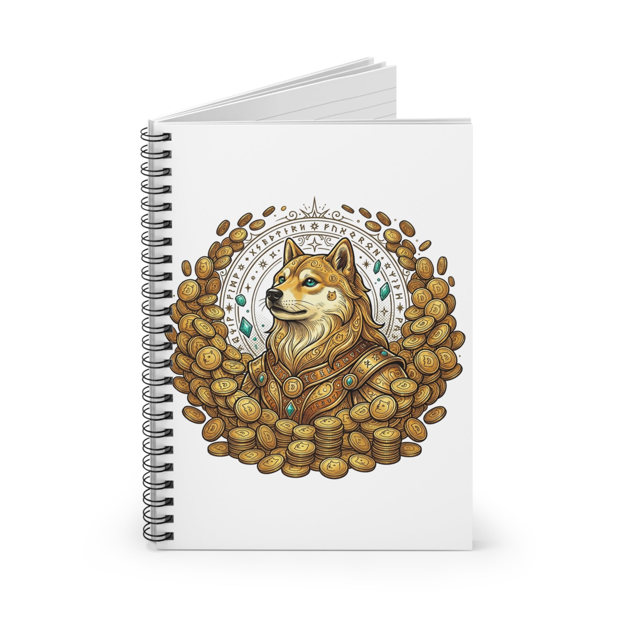Shiba Inu Coin Hoard Spiral Notebook — Ruled Journal for Crypto Fans