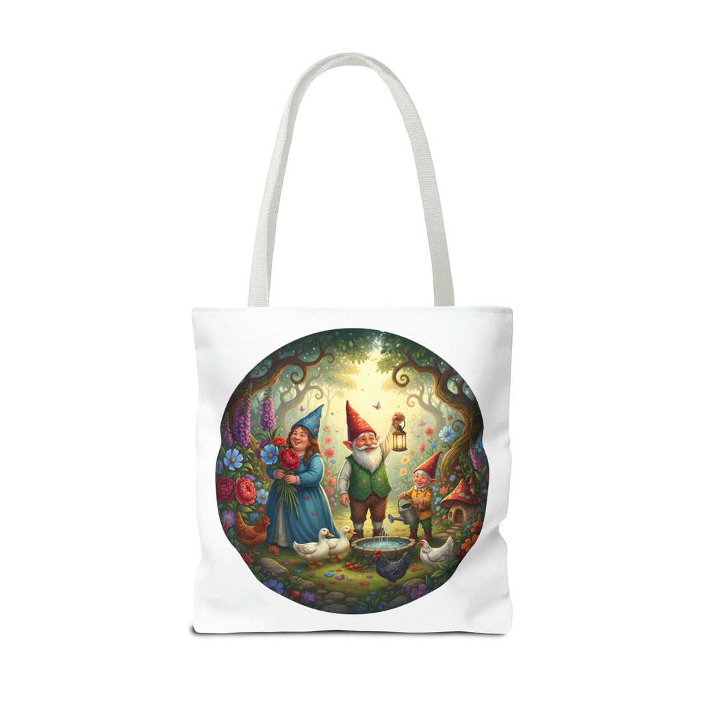 Gnome Garden Tote Bag — Whimsical Fairy Tale Circle Art