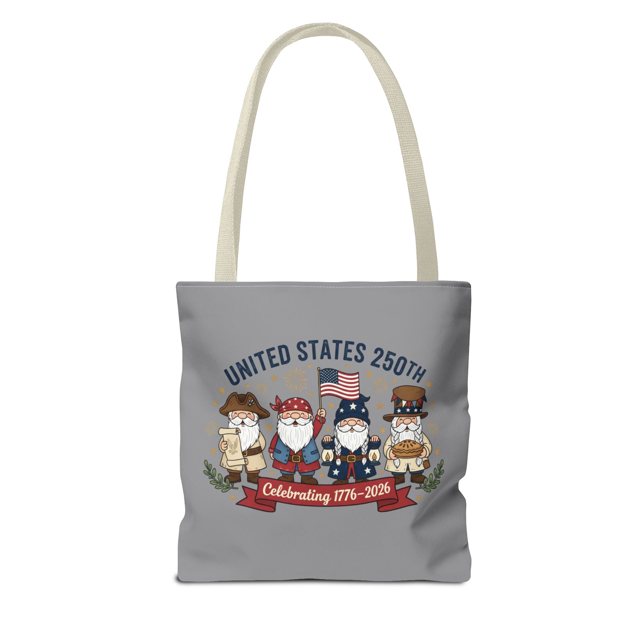 United States 250th Tote Bag — Celebrating 1776–2026 Patriotic Gnome Design