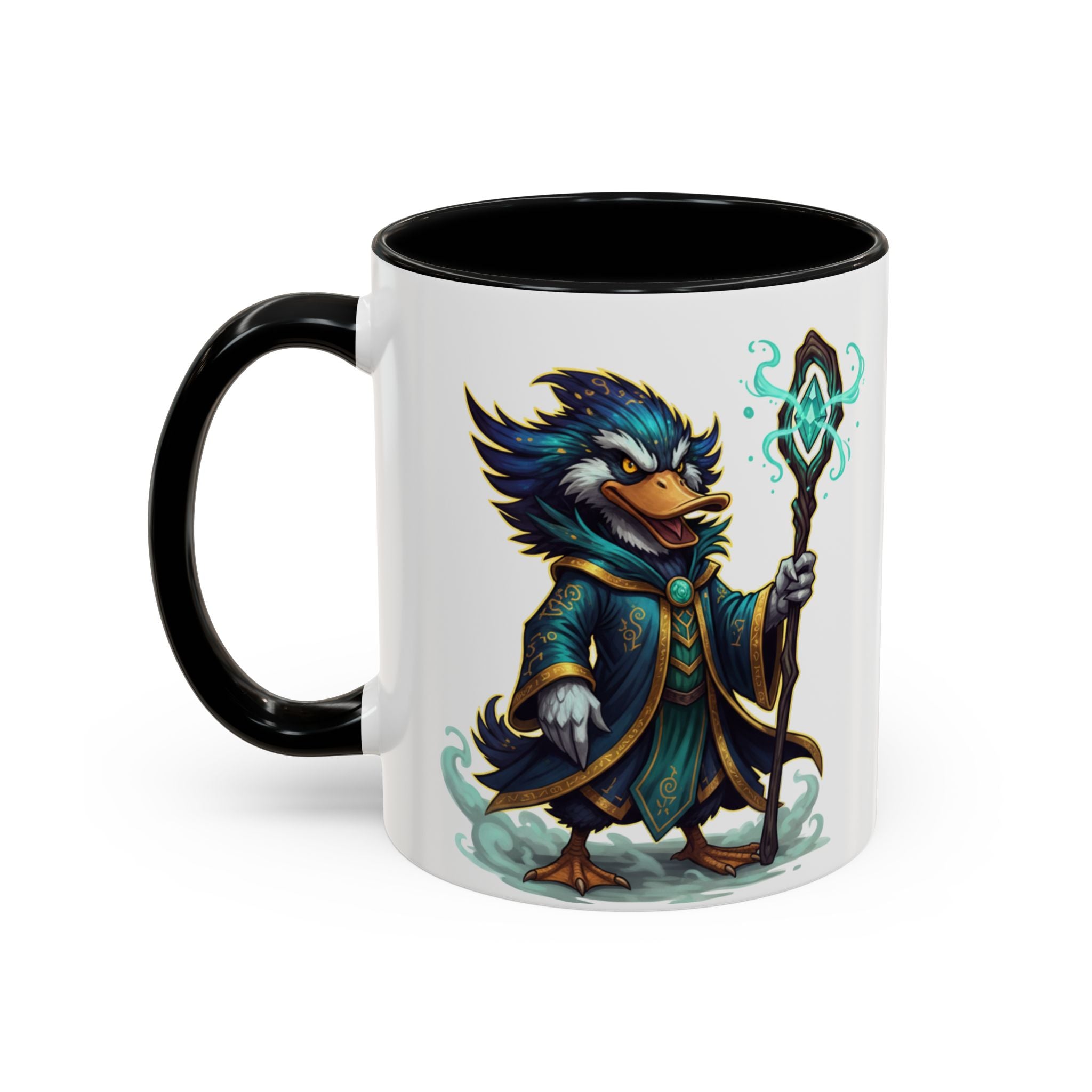 Mage Duck Coffee Mug — Fantasy Wizard Duck Illustration Accent Mug (11/15oz)