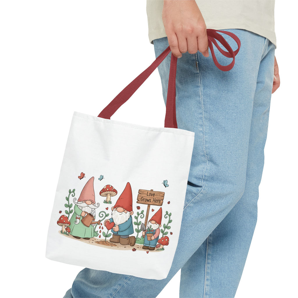 Gnome Garden Tote Bag – Cute Mushroom Gnomes All-Over Print