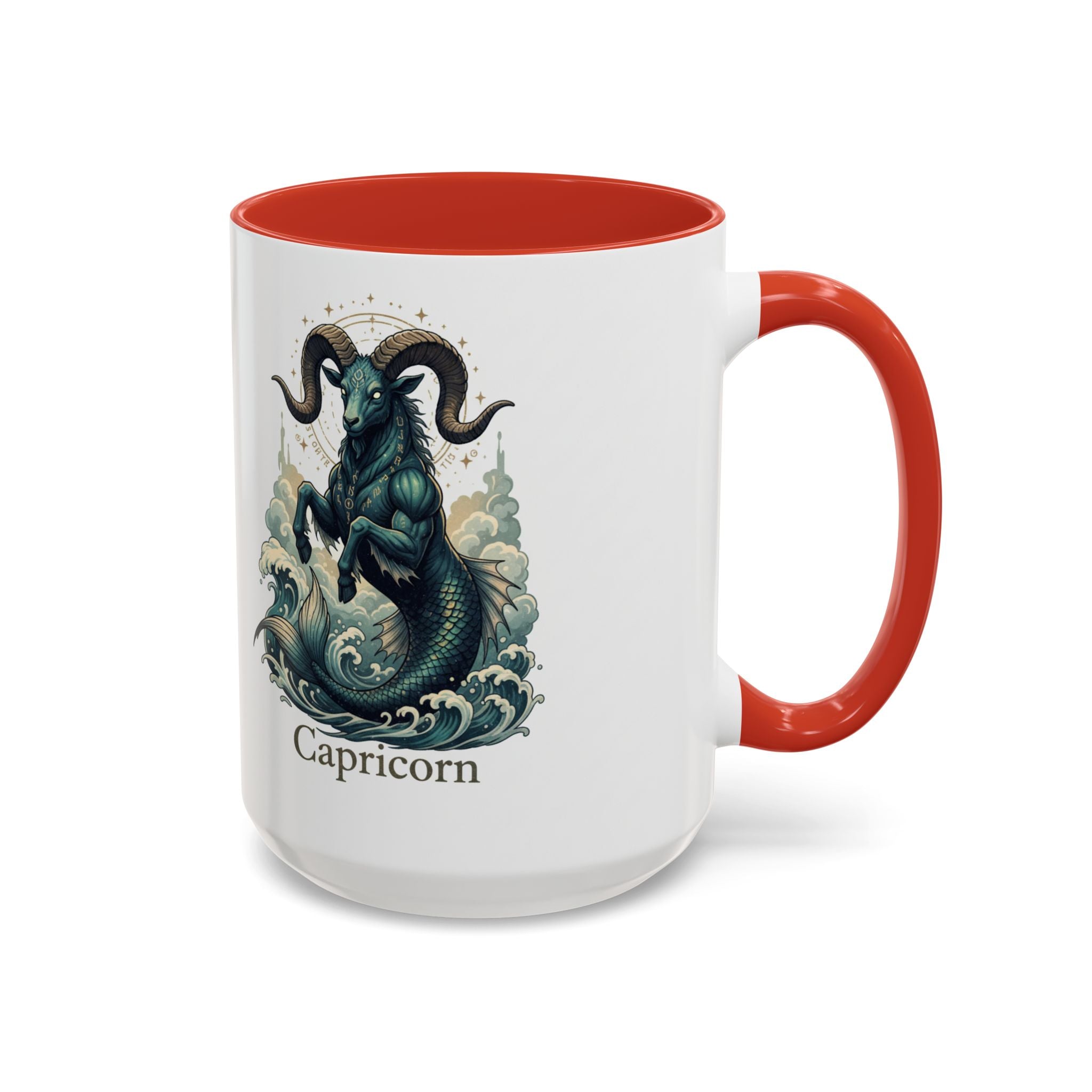 Capricorn Sea-Goat Accent Coffee Mug — Zodiac Astrology Ceramic Gift (11/15oz)