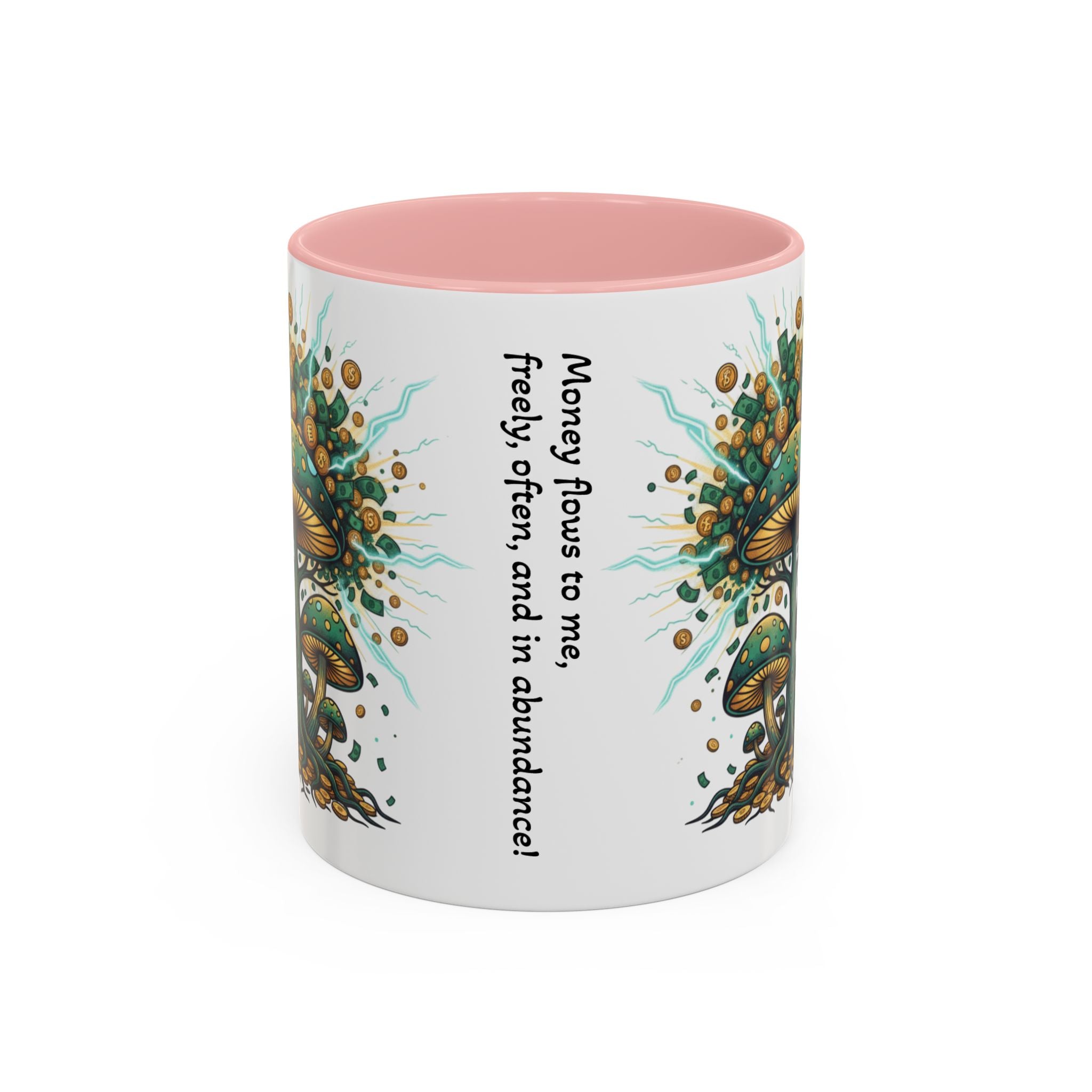 Accent Coffee Mug — 'Money Flows to Me Freely' Mushroom Abundance Design (11/15oz)