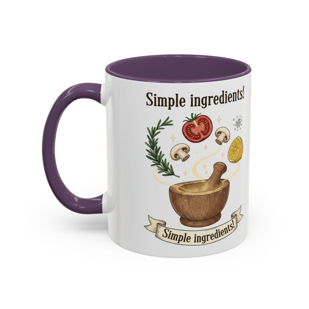 Simple Ingredients Coffee Mug — Cute Kitchen Mortar & Herbs Ceramic Accent Mug