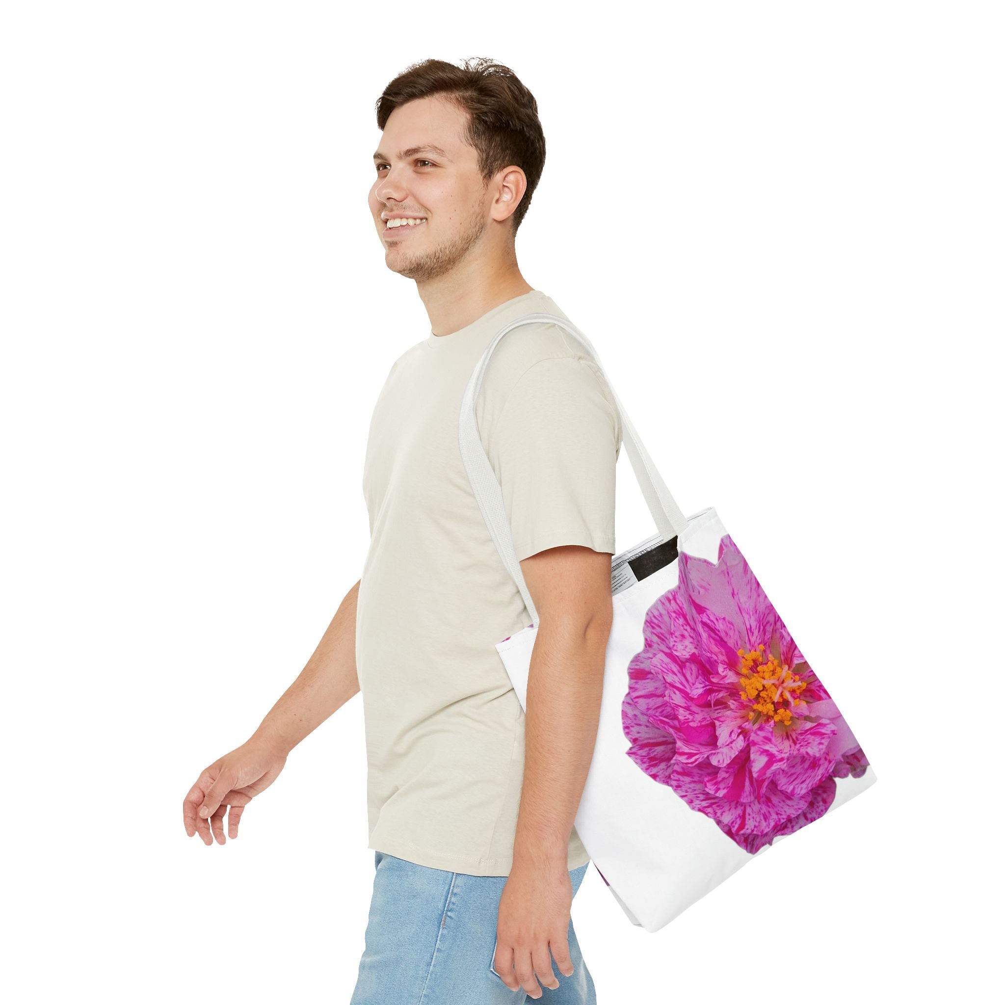 Pink Peony Floral Tote Bag — Bright Bloom All-Over Print