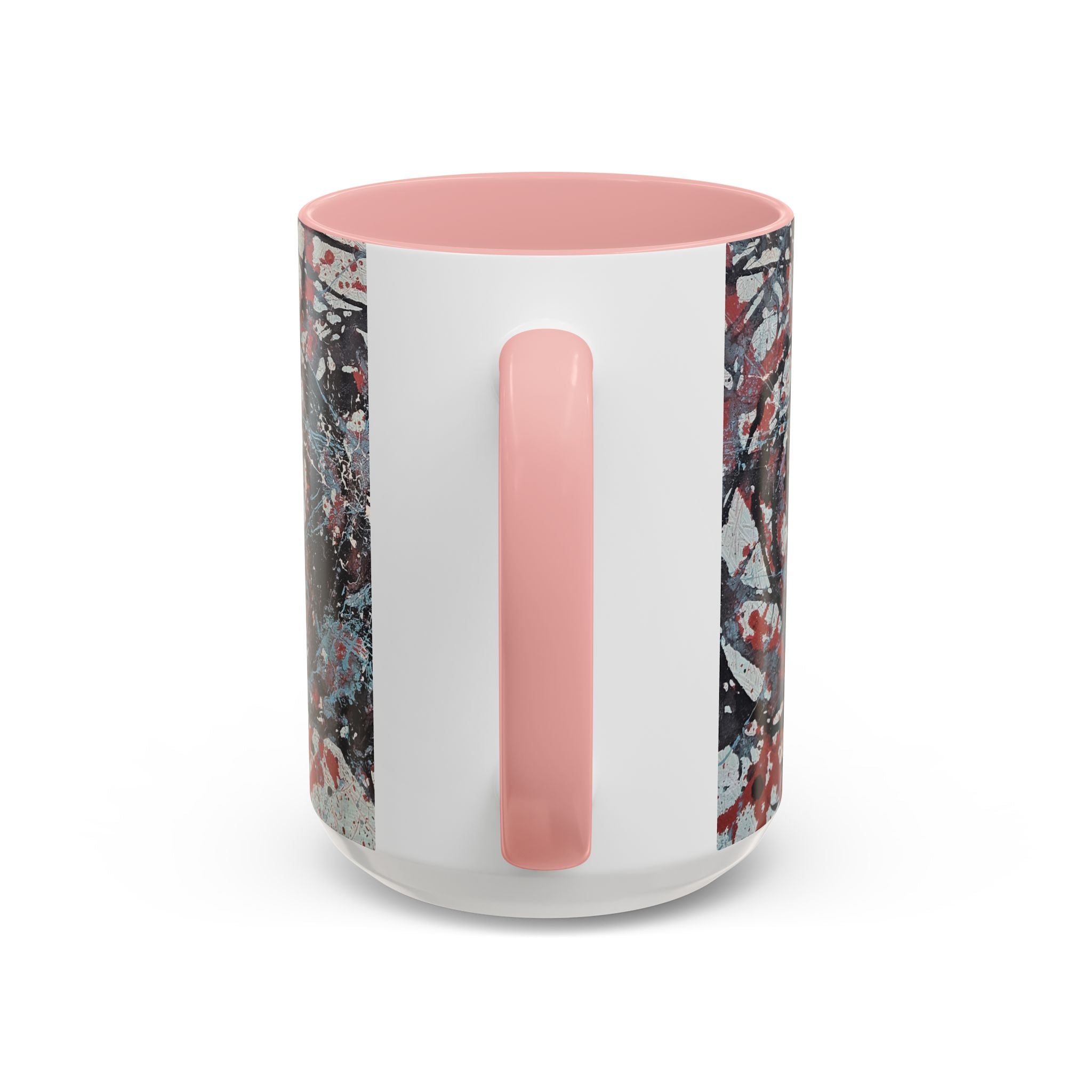 Abstract Splatter Accent Coffee Mug — Red, Black & White Artistic Design (11/15oz)