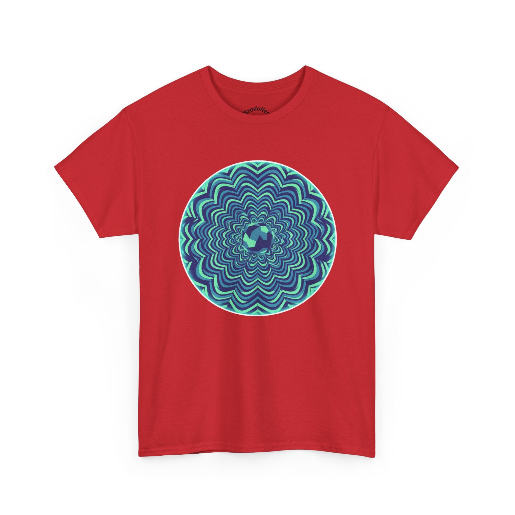 Psychedelic Mandala Tee — Blue Green Optical Spiral T-Shirt