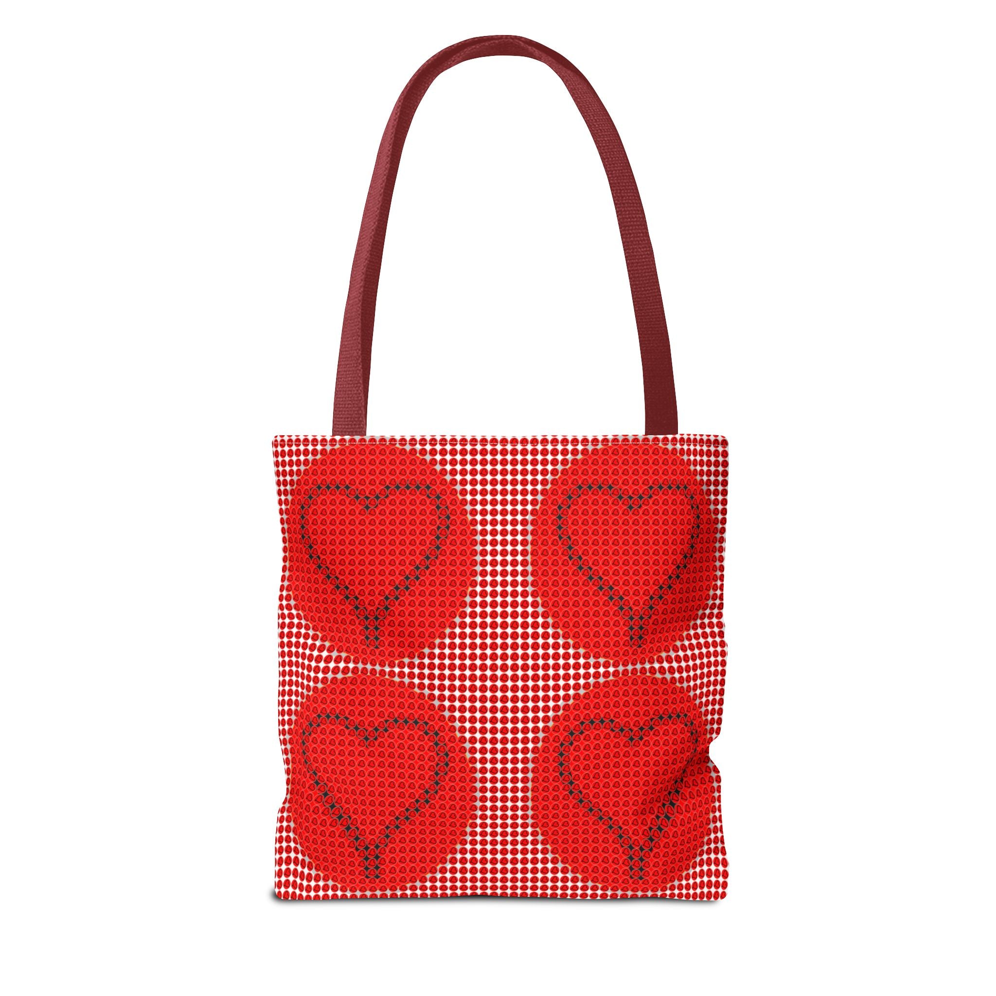 Heart Pattern Tote Bag — Red Valentine All-Over Print Canvas Tote