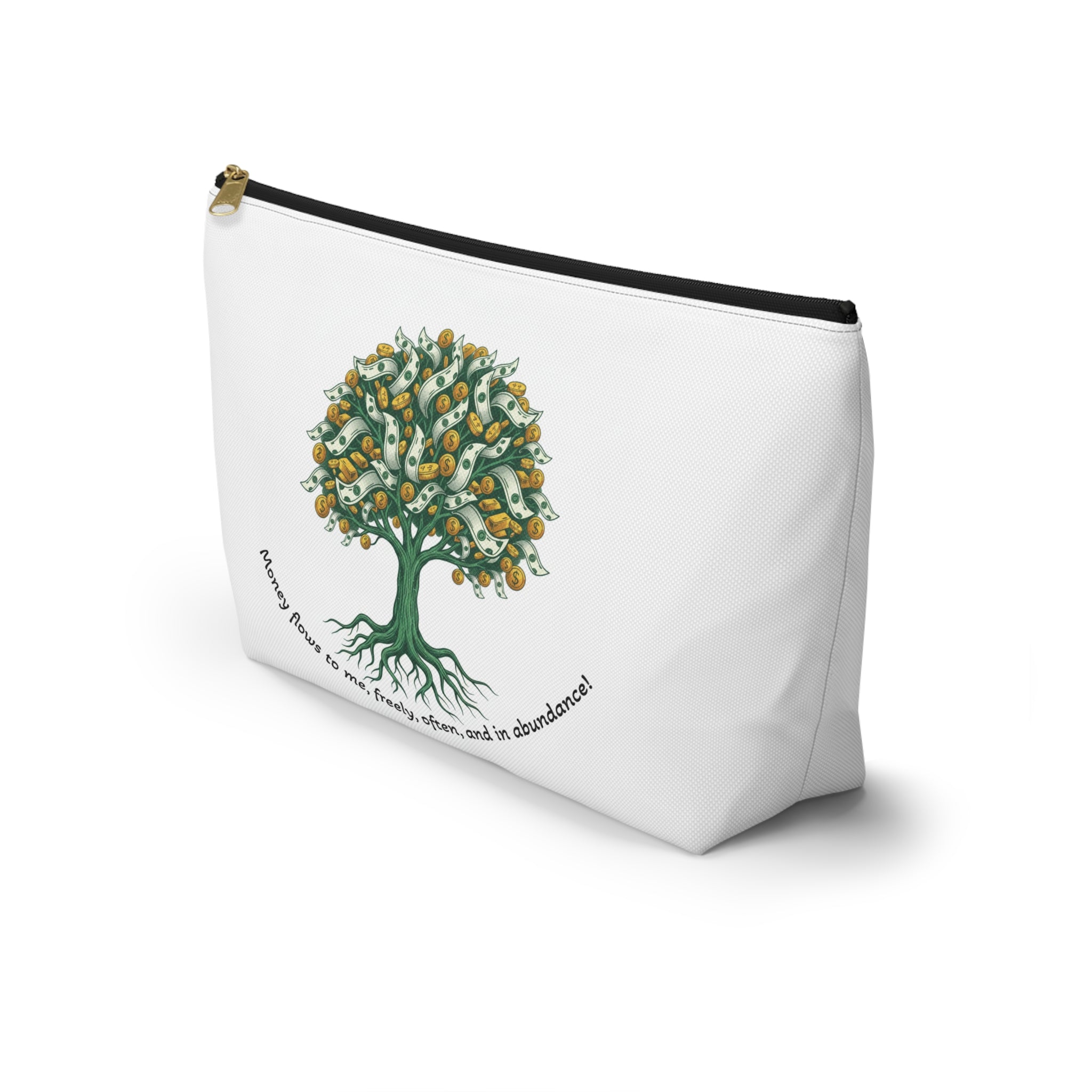 Money Tree Accessory Pouch — "Money Flows to Me, Freely, Often" Cosmetic Bag