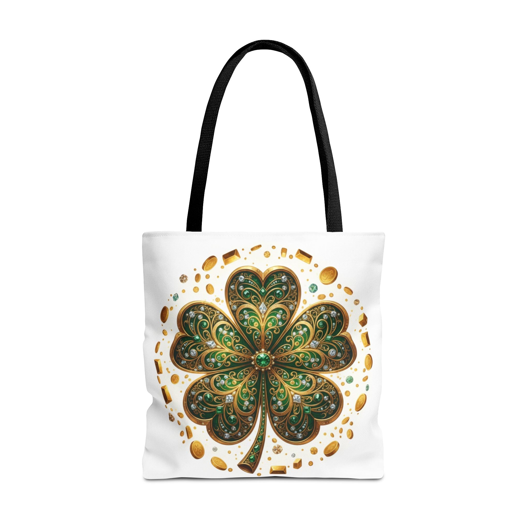 Celtic Shamrock Tote Bag — Green Four-Leaf Clover St. Patrick’s Day All-Over Print
