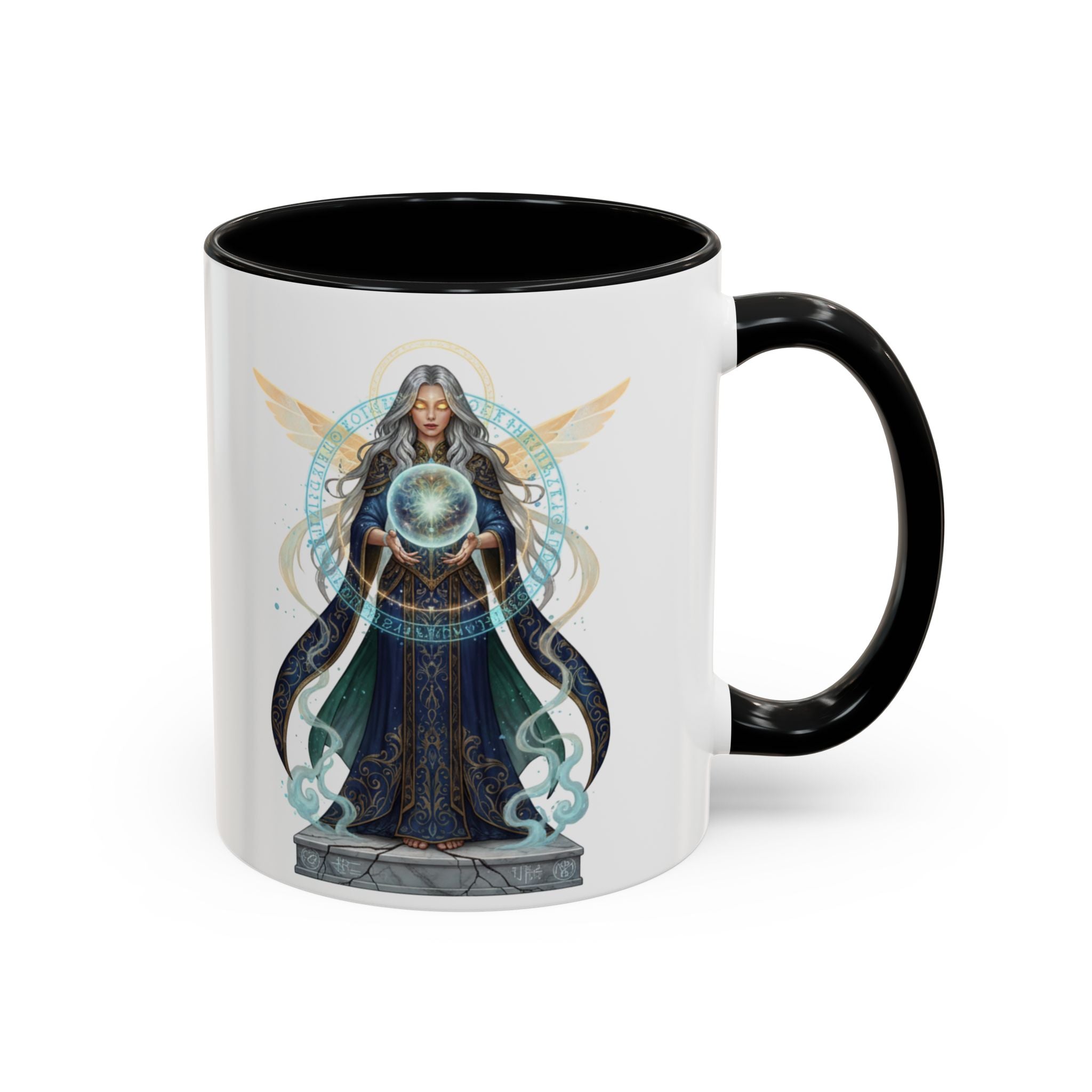Mystic Oracle Coffee Mug — Woman with Crystal Ball Accent Mug