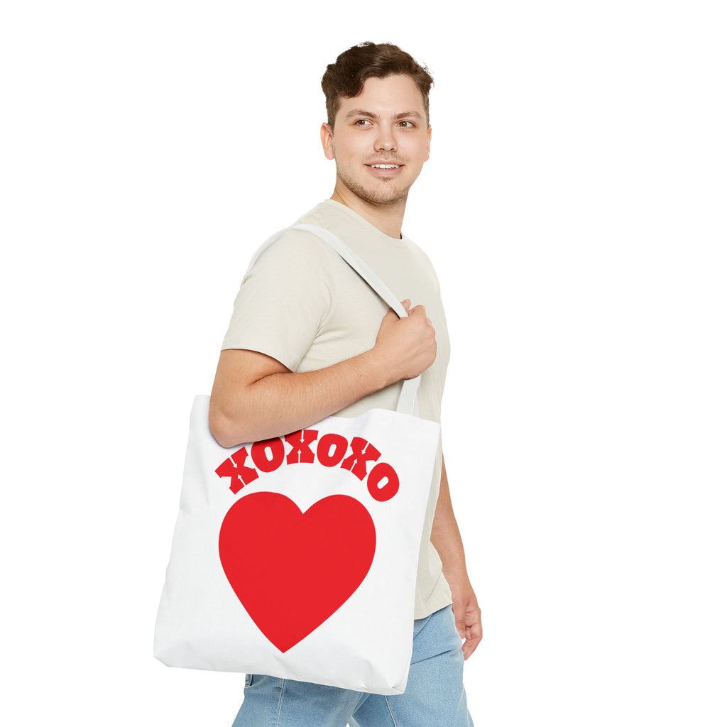 Valentine Heart 'XOXOXO' Tote Bag — Romantic Red Heart Canvas Tote for Valentine's Day