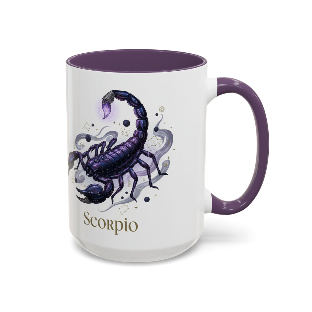 Scorpio Zodiac Coffee Mug — Purple Scorpion Accent Mug (11/15oz)