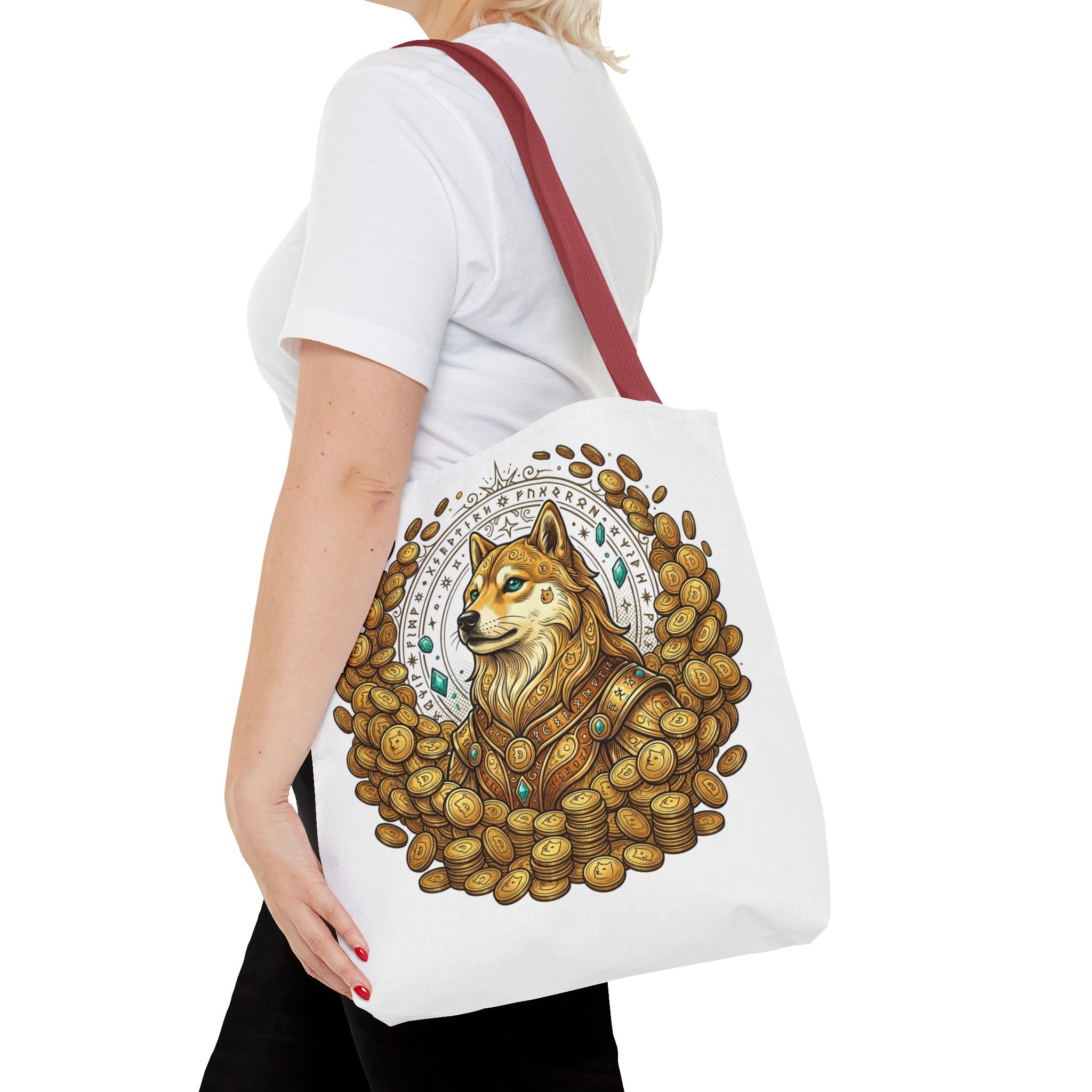 Dogecoin Shiba Inu Coin Pile Tote Bag — Crypto Meme Art Tote