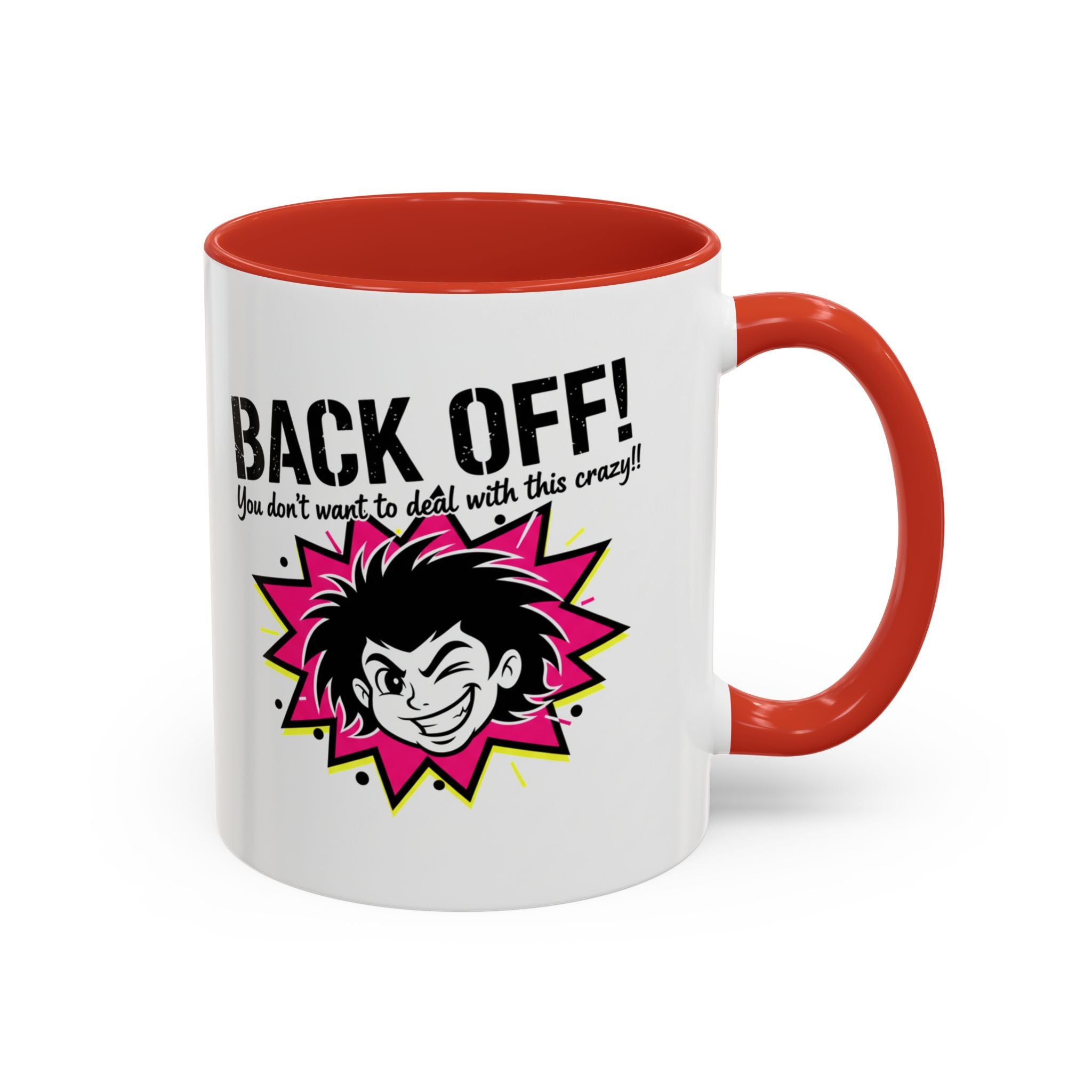Back Off! Funny Cartoon Face Accent Coffee Mug — 11/15oz
