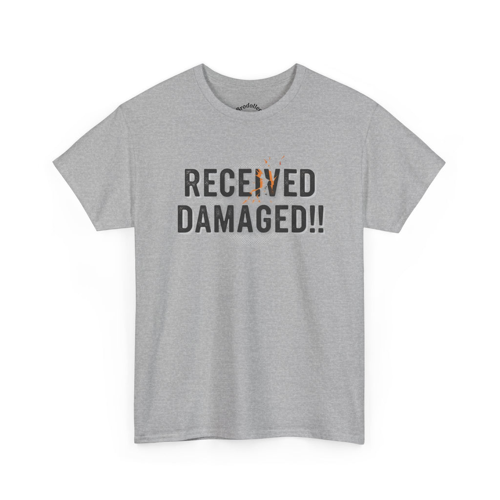 Received Damaged!! T‑Shirt — Funny Shipping Label Tee