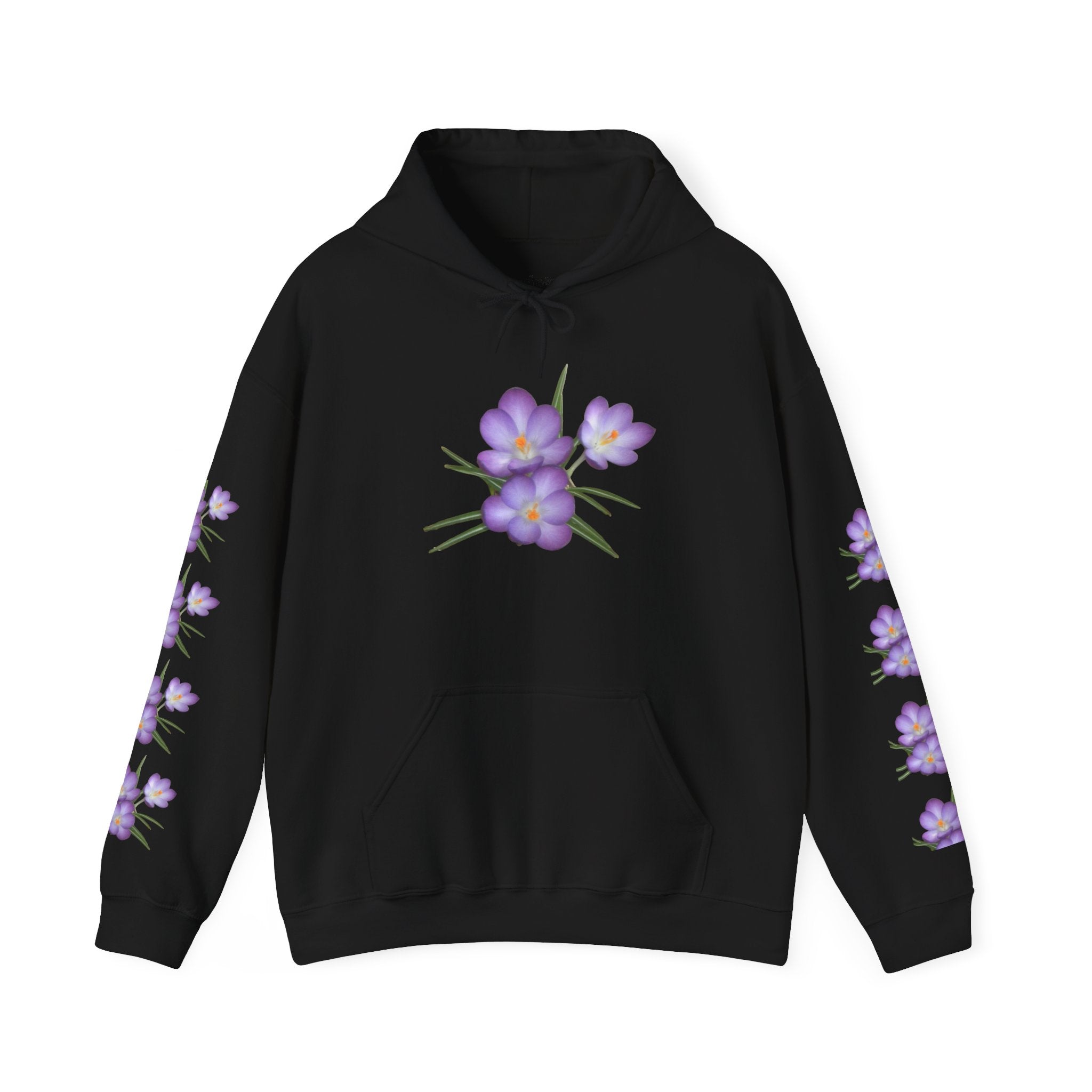 Purple Crocus Floral Hoodie — Spring Flower Graphic Sweatshirt
