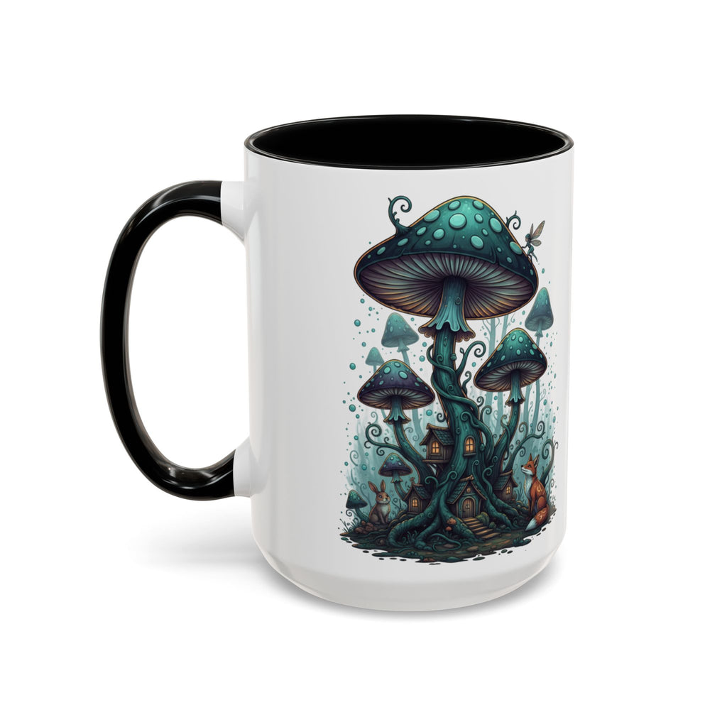 Enchanted Mushroom Cottage Coffee Mug — Fantasy Forest Accent Mug