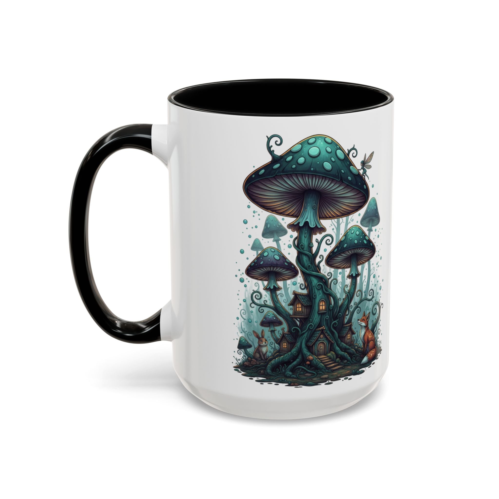 Enchanted Mushroom Cottage Coffee Mug — Fantasy Forest Accent Mug