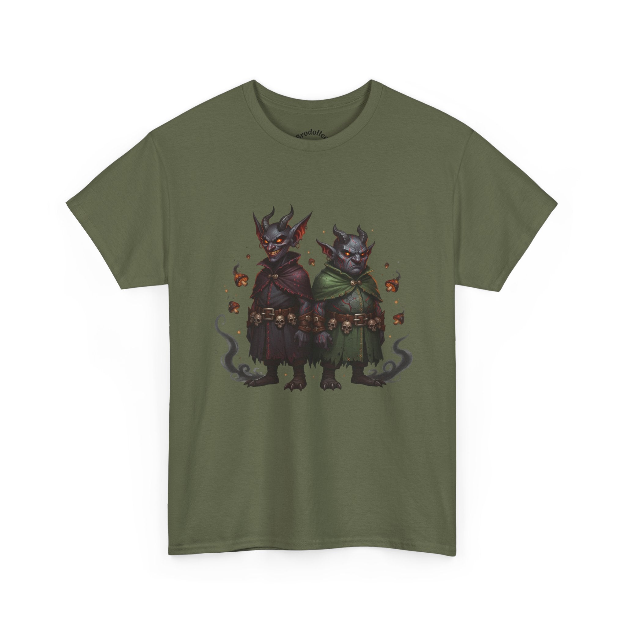 Demonic Twins Graphic Tee — Gothic Fantasy Demon Couple T-Shirt