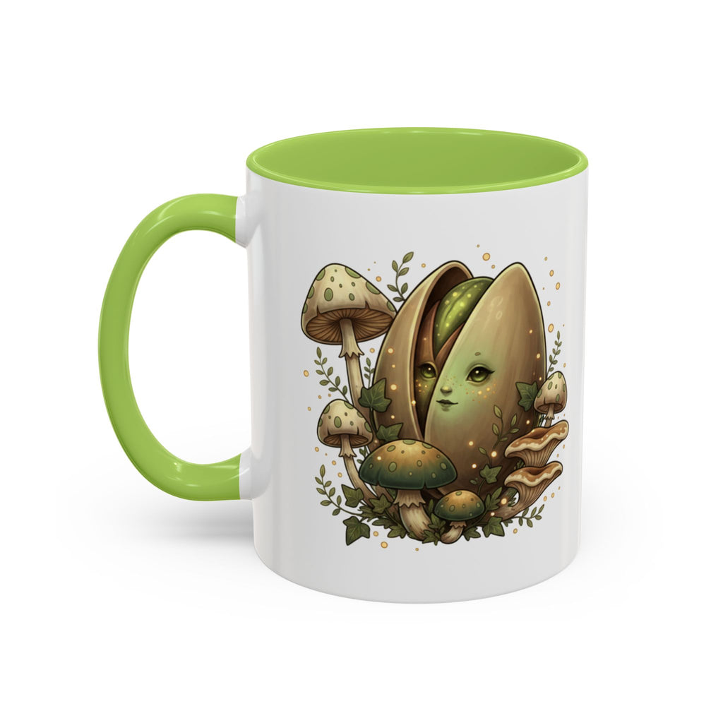 Mushroom Forest Accent Coffee Mug — Cute Woodland Fungi Design (11/15oz)