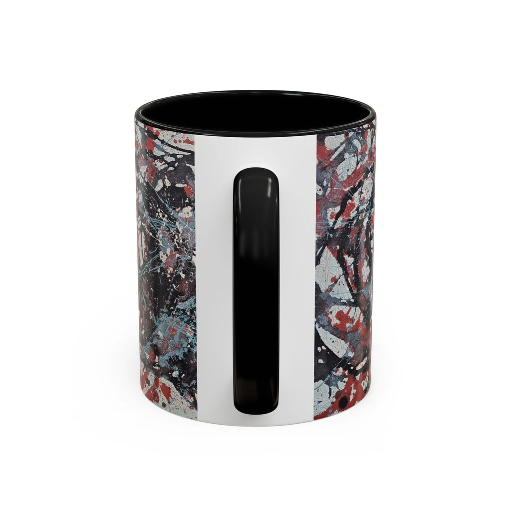Abstract Splatter Accent Coffee Mug — Red, Black & White Artistic Design (11/15oz)