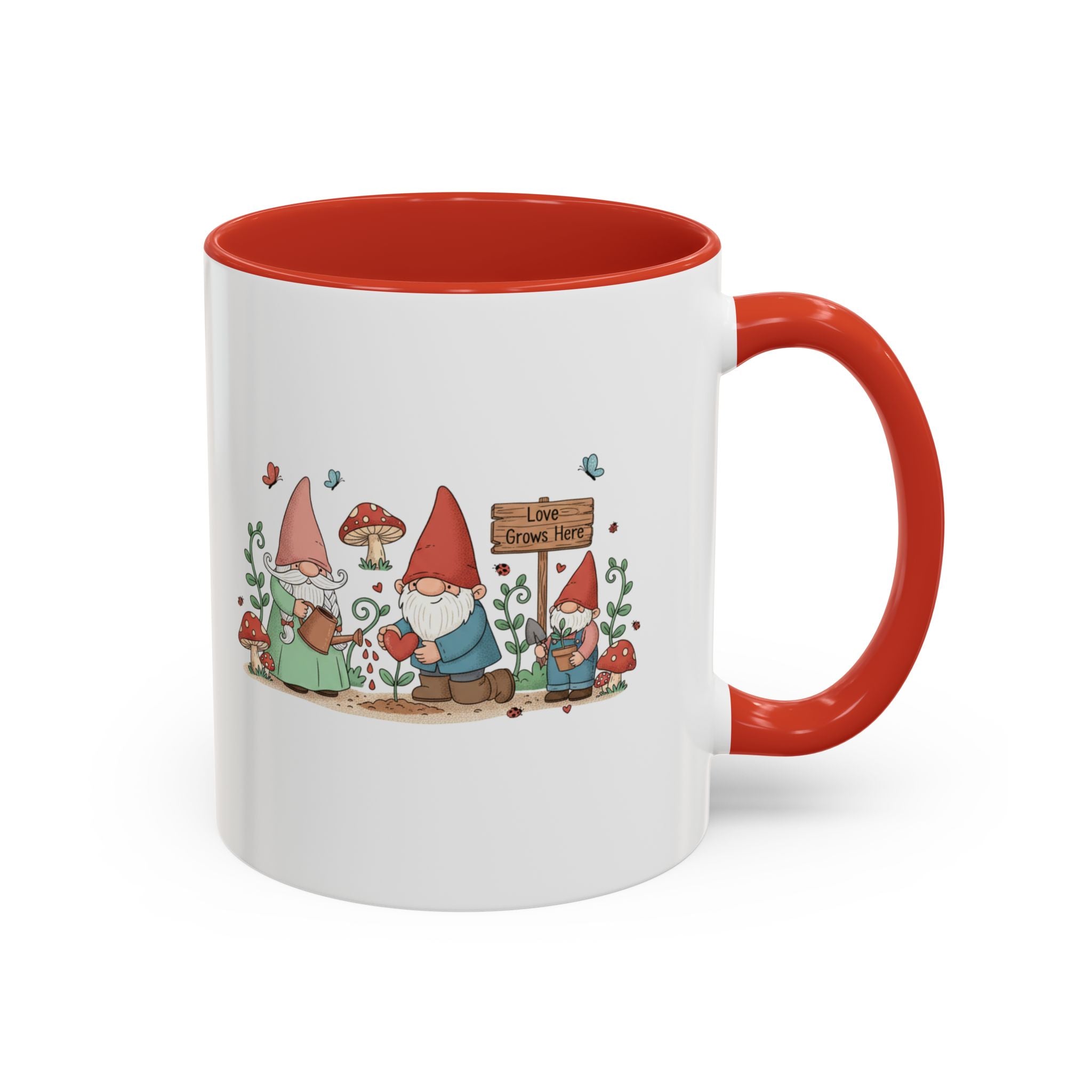 Gnome Garden Coffee Mug — Cute ‘Love Grows Here’ Accent Mug