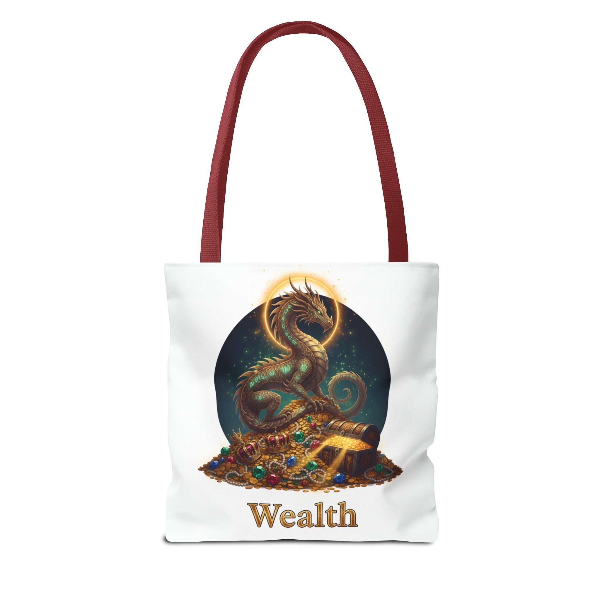 Wealth Dragon Tote Bag — Fantasy Dragon Treasure Illustration Tote