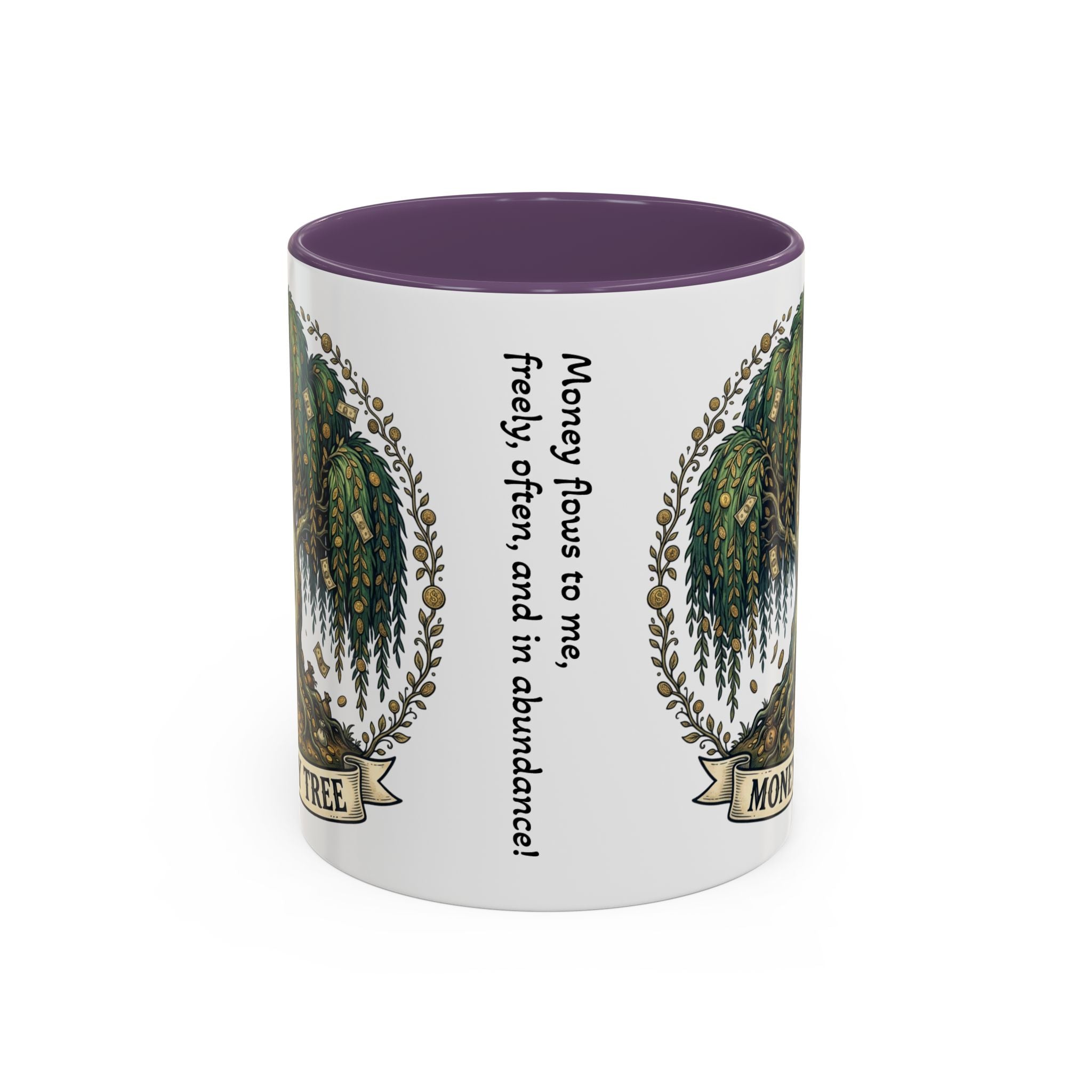 Money Tree Accent Coffee Mug — Inspirational 11/15oz Ceramic Mug with "Money Tree" Design